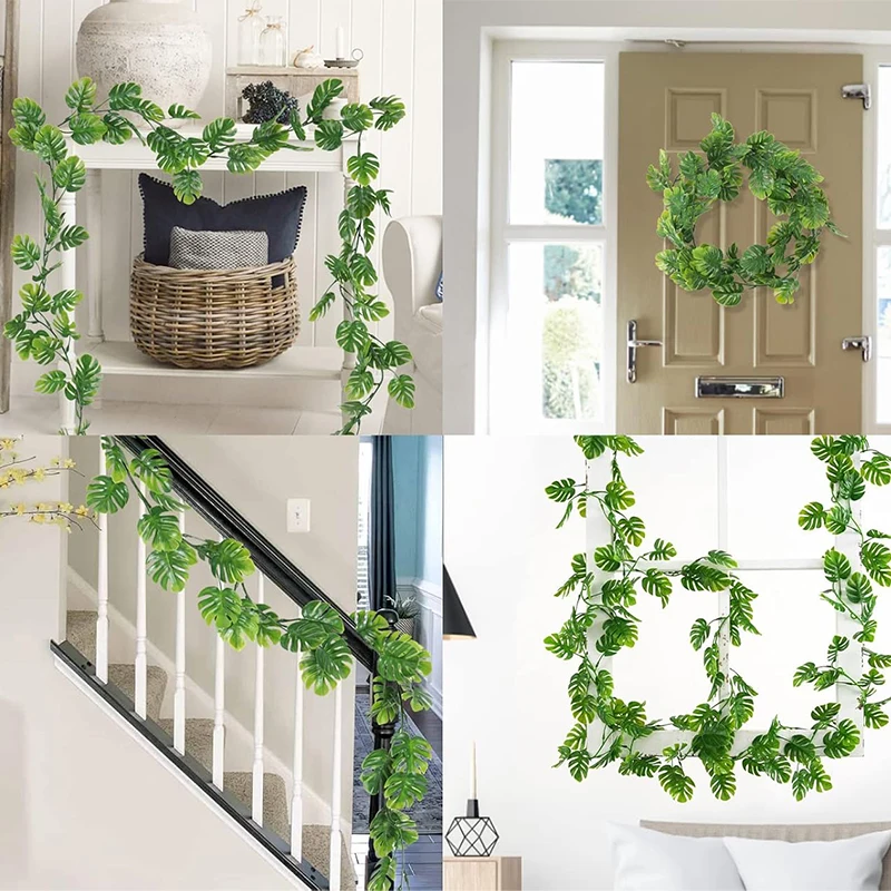 170cm Artificial Hanging Plants Fake Tropical Plants Vines Plastic Monstera Leaves Turtle Leafs for Garden Wedding Home Decor
