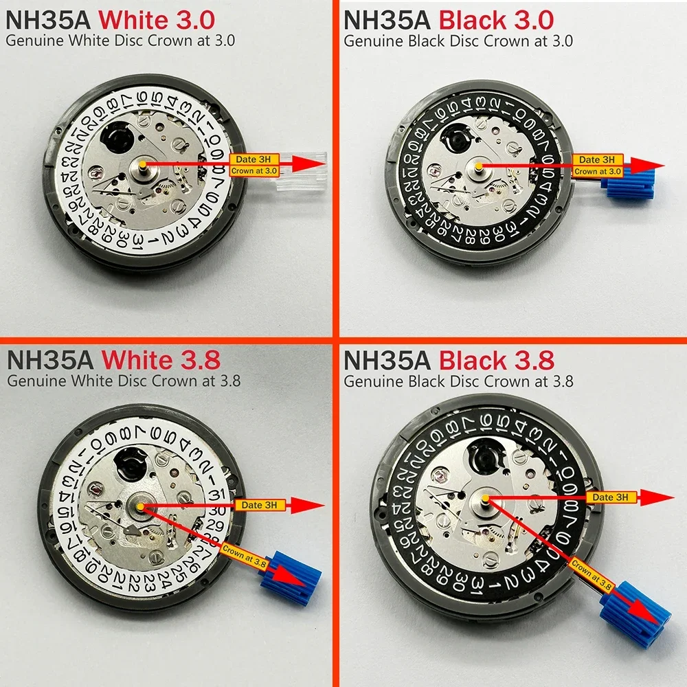 China NH35/NH35A Automatic Mechanical Movement High Accuracy 24 Jewels Mod Watch Replacement Japan Genuine NH35A Date at 3:00