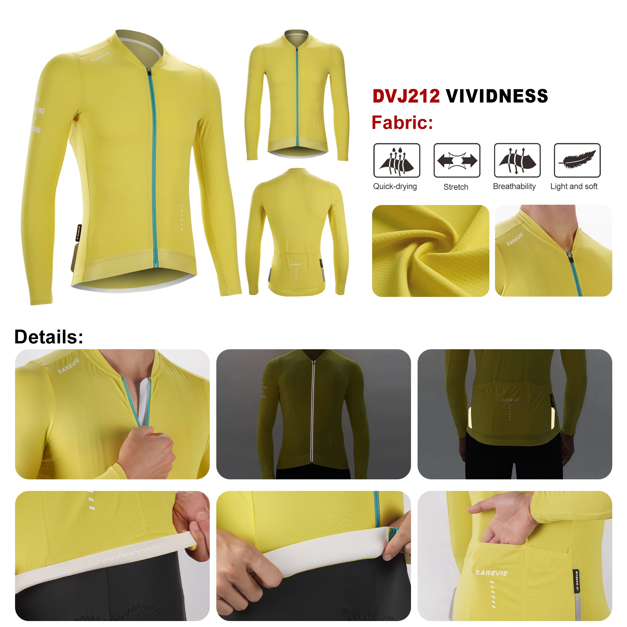 DAREVIE Cycling Jersey Man Cool Technology PRO Level Long Sleeve Man Cycling Maillot Anti UV Double Non Slip Men's Cycling Shirt