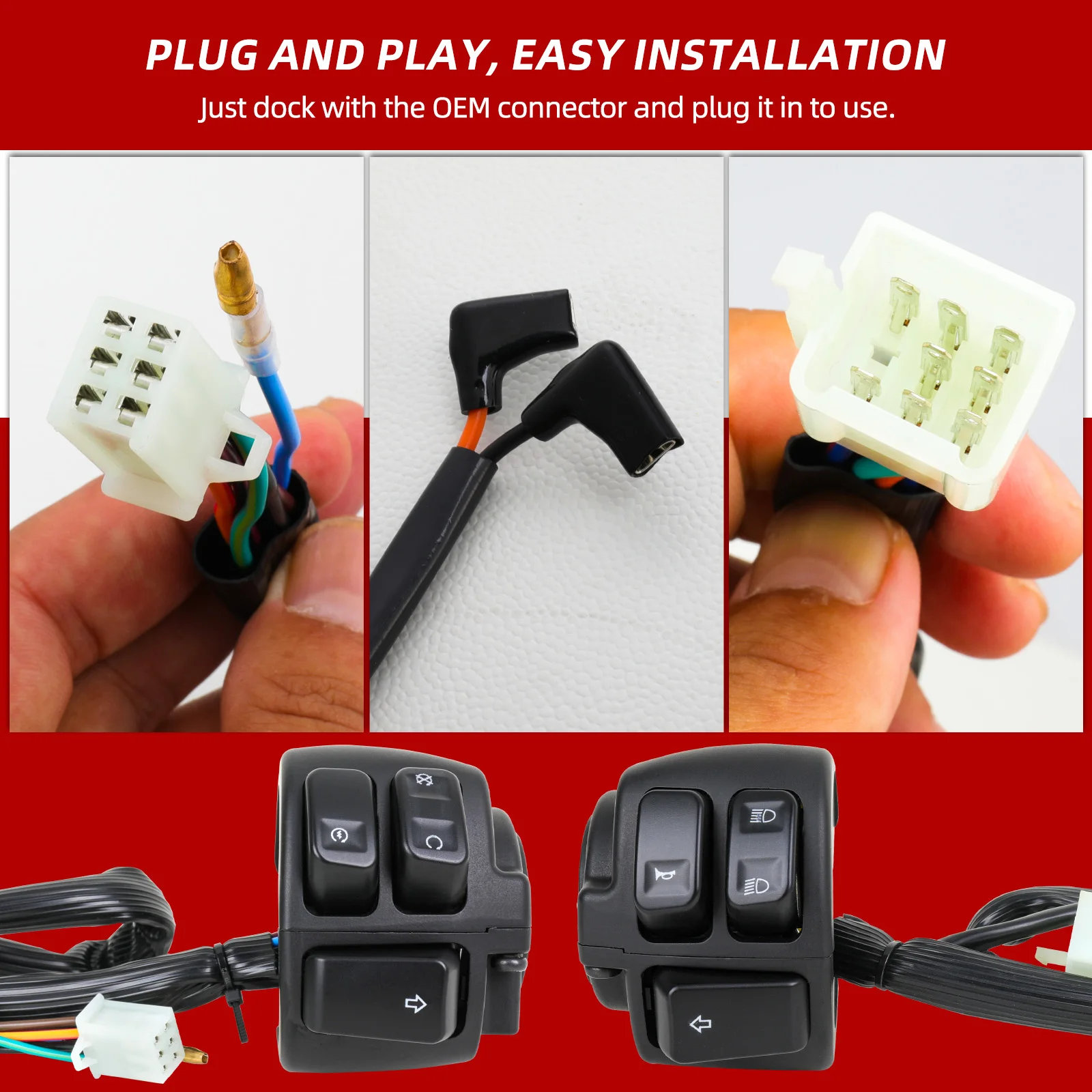 Motorcycle 1" 25mm Handlebar Control Switch Wiring Harness For Harley Sportster XL883 1200 Dyna V-ROD Softail 96-2012