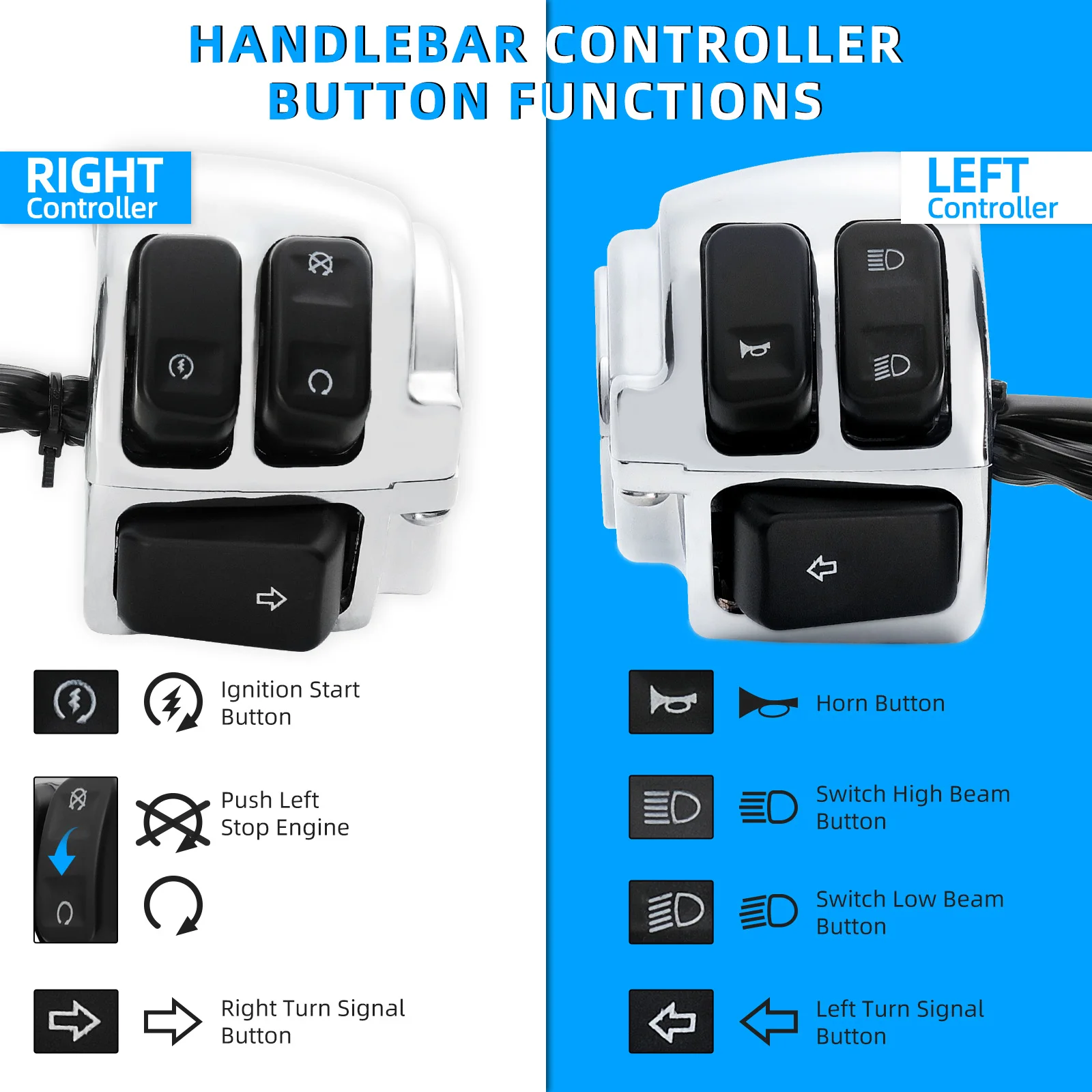 Motorcycle 1" 25mm Handlebar Control Switch Wiring Harness For Harley Sportster XL883 1200 Dyna V-ROD Softail 96-2012