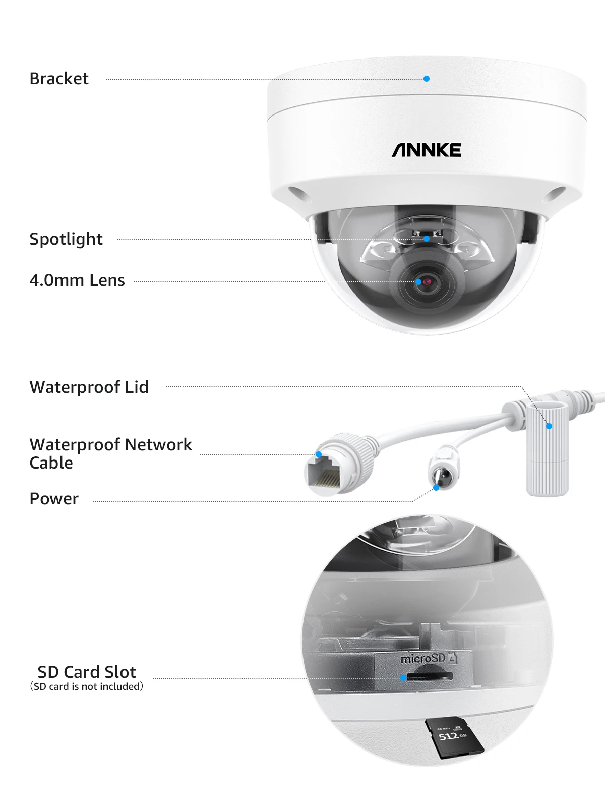 ANNKE C800 4K PoE Security Camera Outdoor IK10 8MP Smart Dual Light Built-in Mic Video Surveillance IP Security Camera