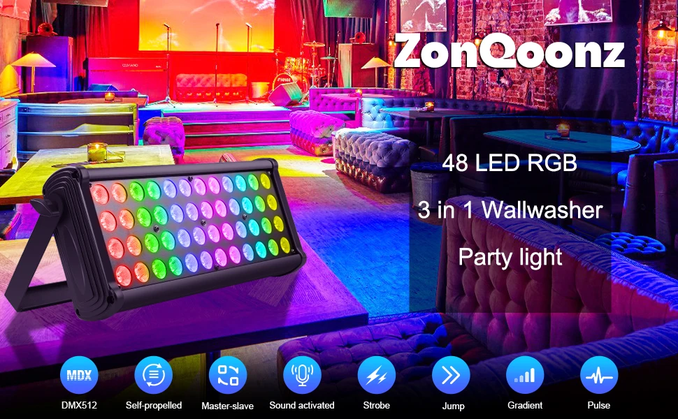48LED Rainbow Effect Wall Lights 3 IN 1 Color Mixing Highlights LED Projection Light Building Exterior Outdoor Building Lighting