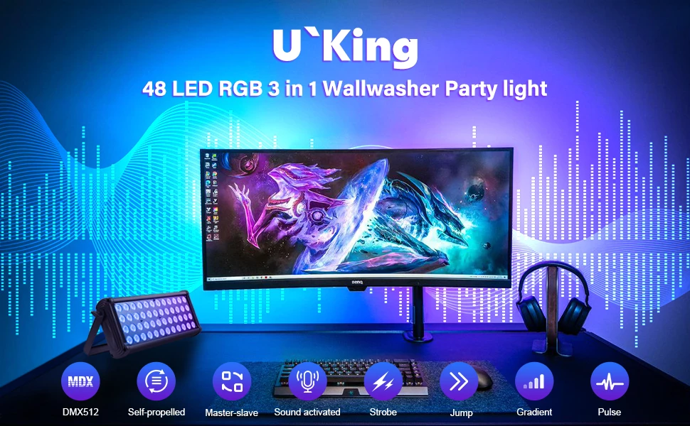 48LED Rainbow Effect Wall Lights 3 IN 1 Color Mixing Highlights LED Projection Light Building Exterior Outdoor Building Lighting