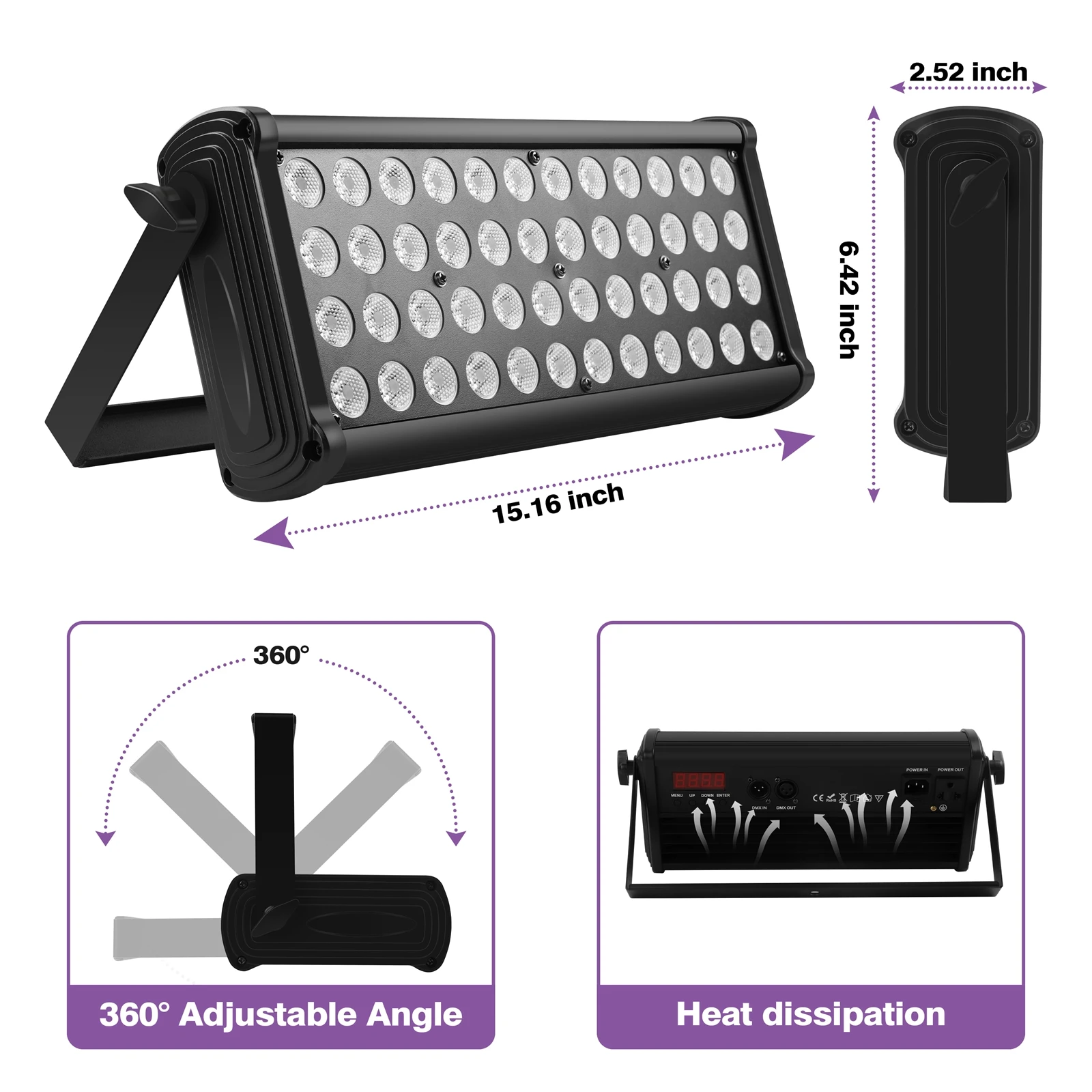 48LED Rainbow Effect Wall Lights 3 IN 1 Color Mixing Highlights LED Projection Light Building Exterior Outdoor Building Lighting