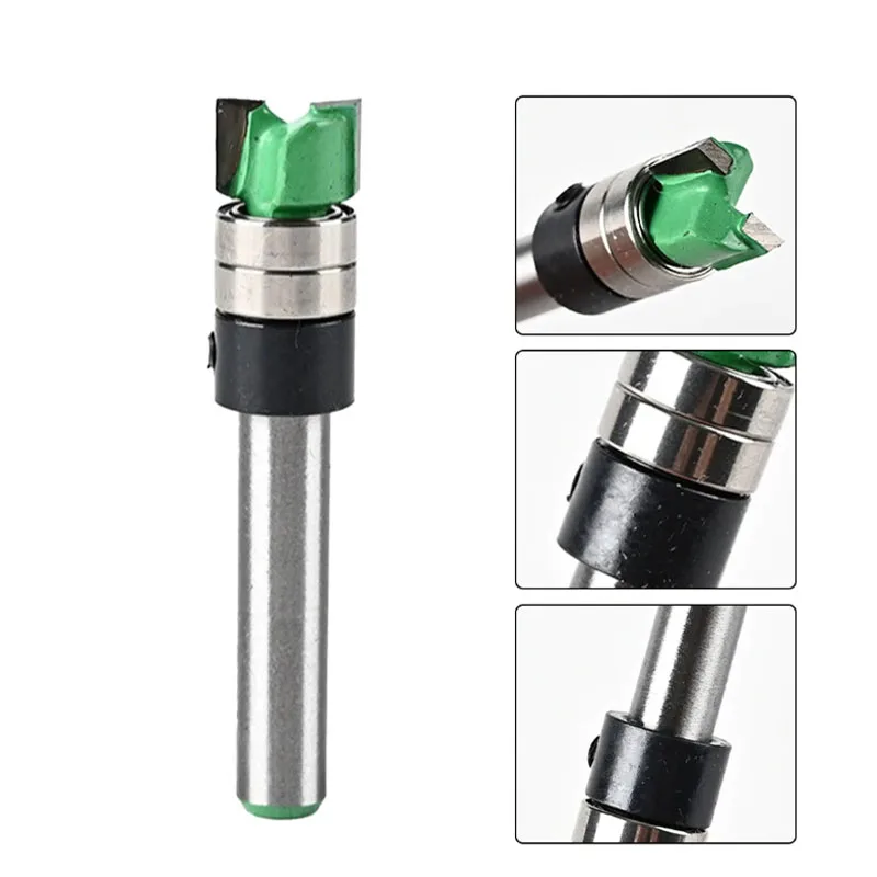 1PC/2PCS 6MM/6.35MM Shank Double-Bearing Trimming Milling Cutter Steel Blade Profile Bottom Milling Cutter For Precise Grooving
