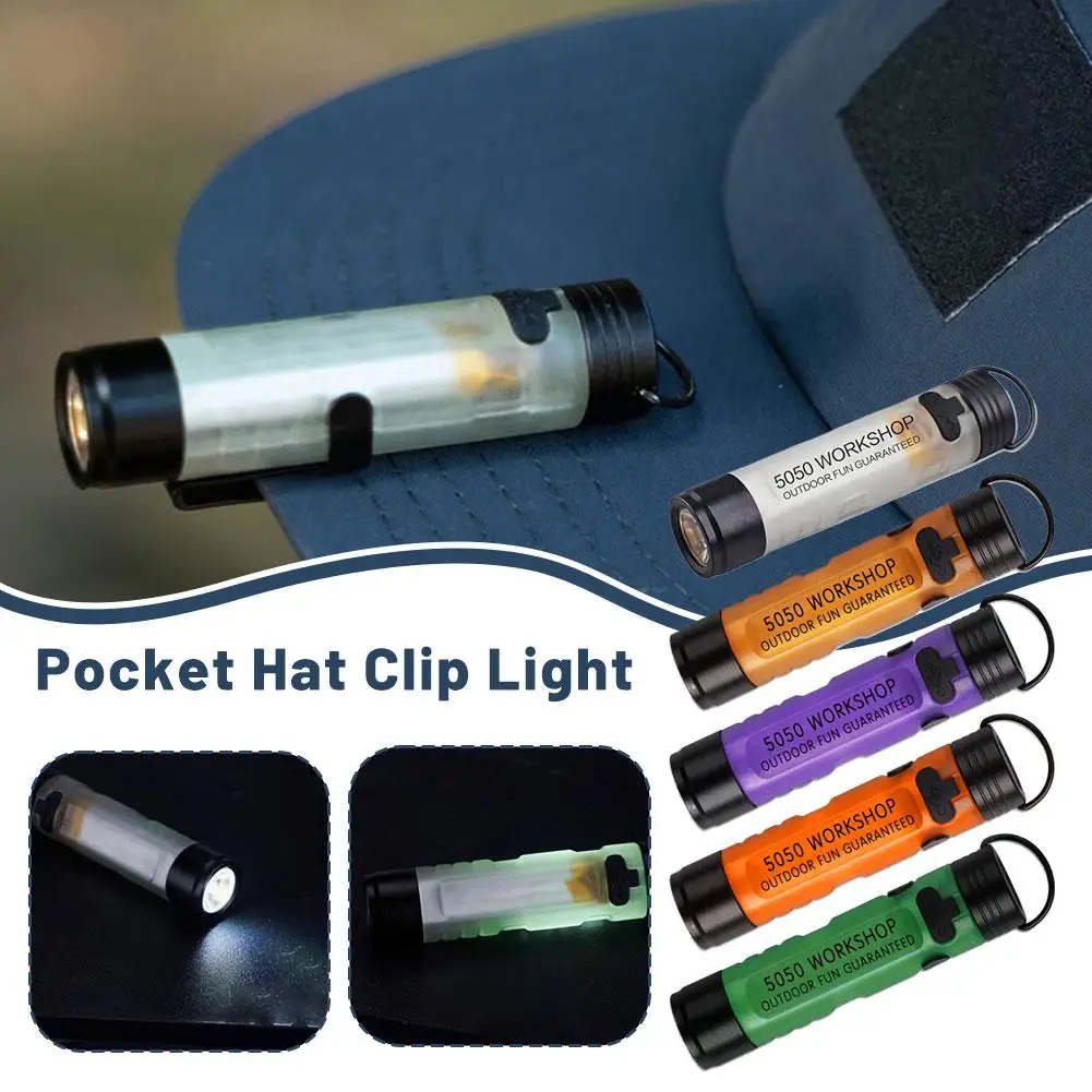 1PC Mini Flashlight Outdoor Key Clip Cap Ambient Led Long Endurance Disaster Relief Emergency 5050 Small Light Pocket