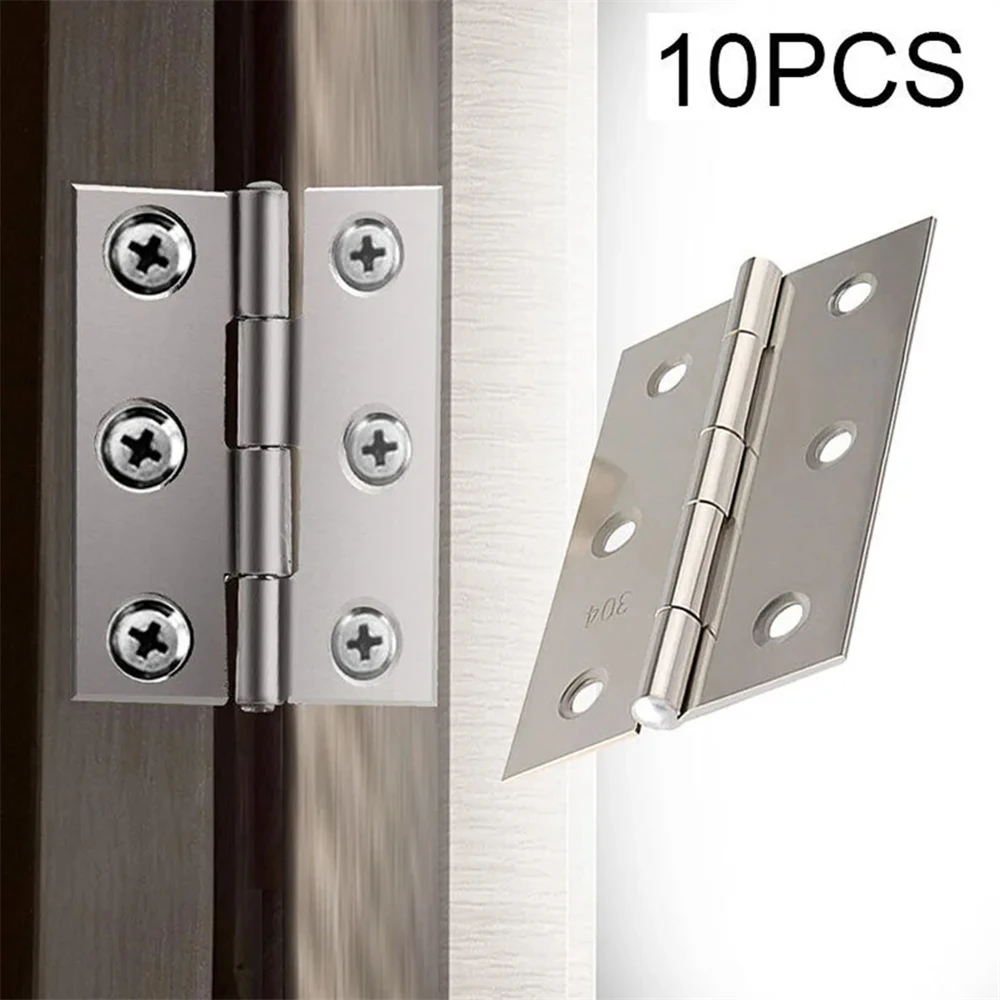 Stainless Steel Door Hinges, Silent Ball Bearing Hinges for Interior/Exterior Doors, Rustproof Cabinet Hardware, 10PCS Set