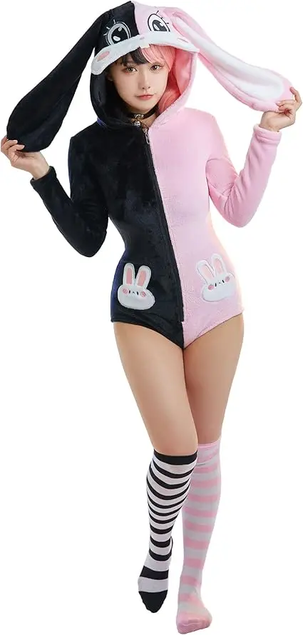 MEOWCOS Onesie Pajamas Adult Animal One Piece Cosplay Suit for Womens Cotton Bodysuit Tops One Piece Halloween Costume