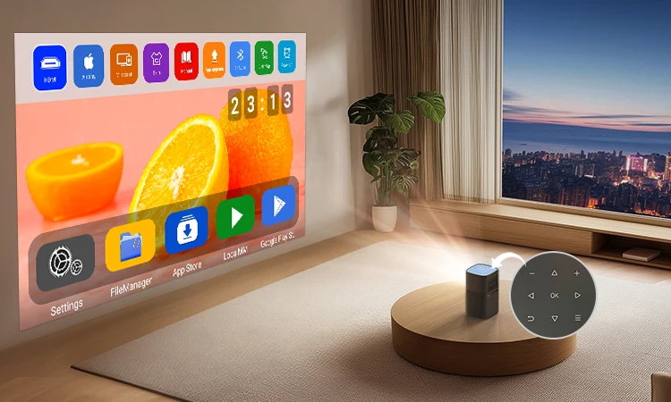 VEVSHAO V30 400ANSI DLP Projector Android 9.0 TOF Focus 3D Dual-band WiFi Bluetooth 5.0 15000mAh Battery Home Theater