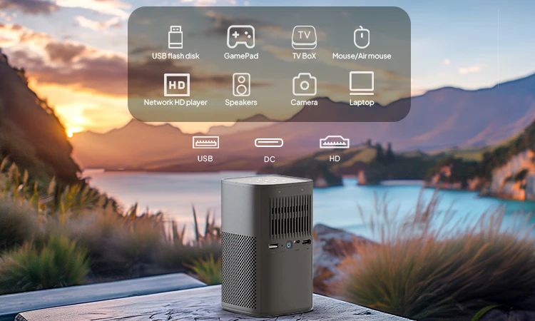 VEVSHAO V30 400ANSI DLP Projector Android 9.0 TOF Focus 3D Dual-band WiFi Bluetooth 5.0 15000mAh Battery Home Theater