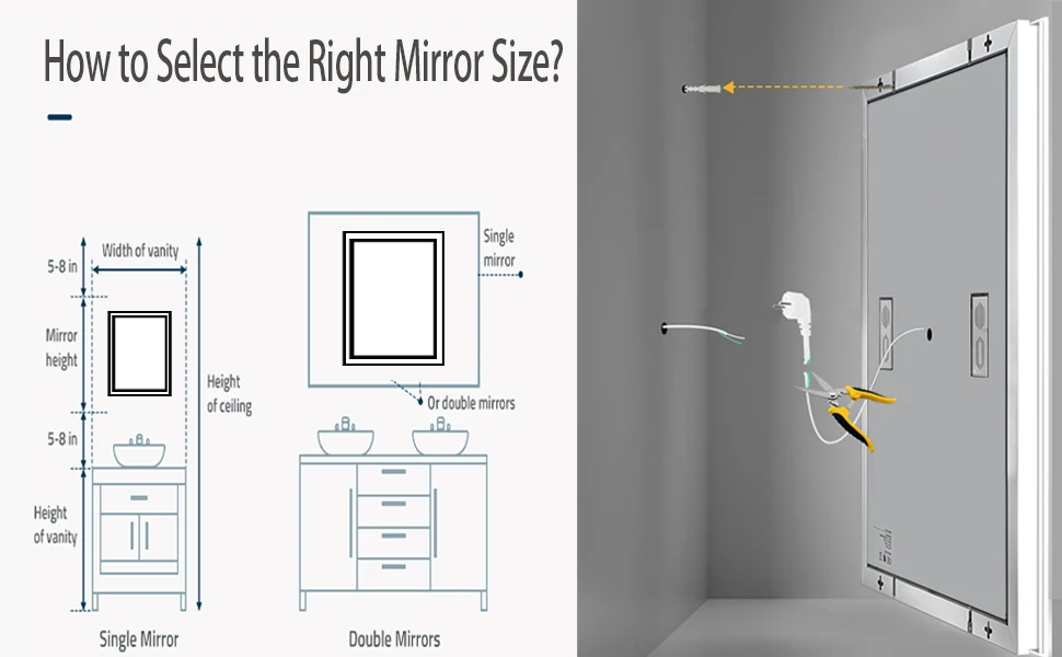 24 x 32 LED Bathroom Mirror with Bluetooth Smart Display Screen,Touch Button 3 Colors Dimmable Light, Anti-Fog, Memory