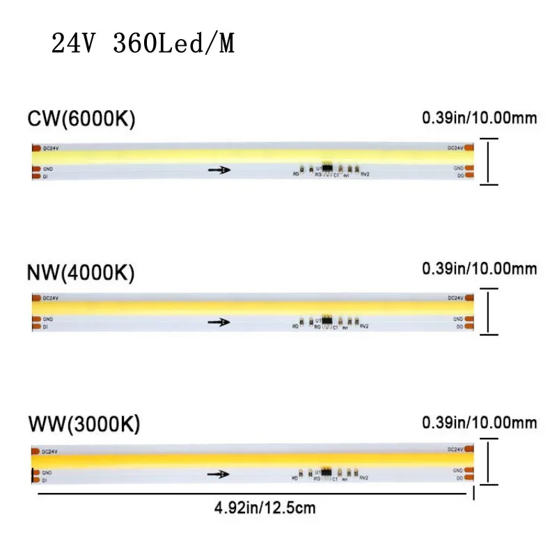 DC24V WS2811 COB Flowing LED Strip 360LEDs/m 5M Running Water Horse Race Chasing Light Pixel Linear Lamp Cold Natural Warm White