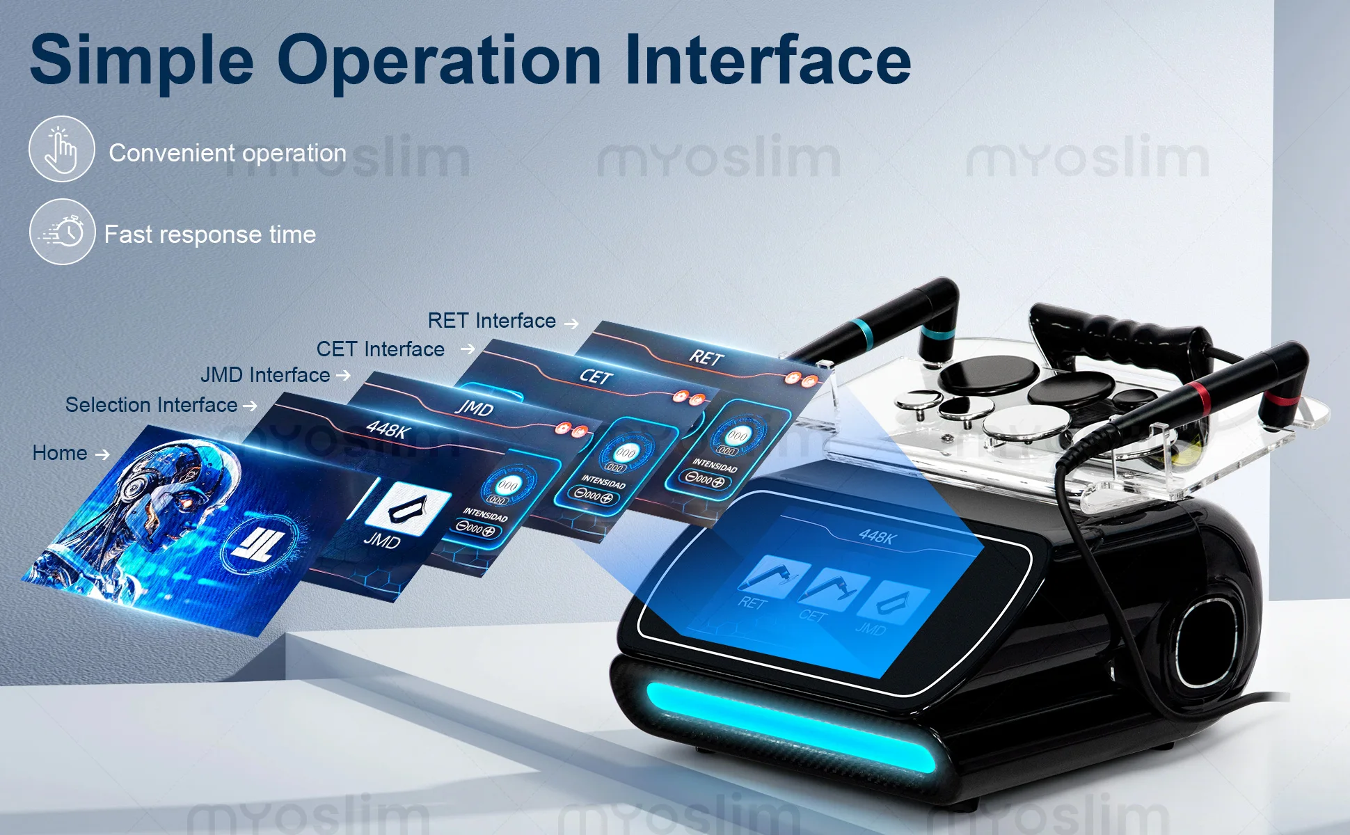 The Most Popular 448KHZ Tecar Therapy Machine Slimming Pain Relief SPA Beauty Skin Rejuvenation Diathermy Equipment