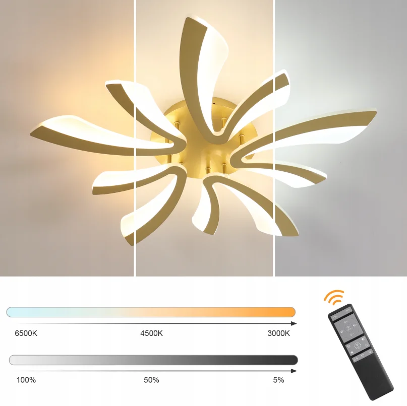 Dimmable LED Ceiling Light, 48W 5400LM Modern Living Room Lamp with Remote Control For Living Room,Dimmable 3000K-6500K