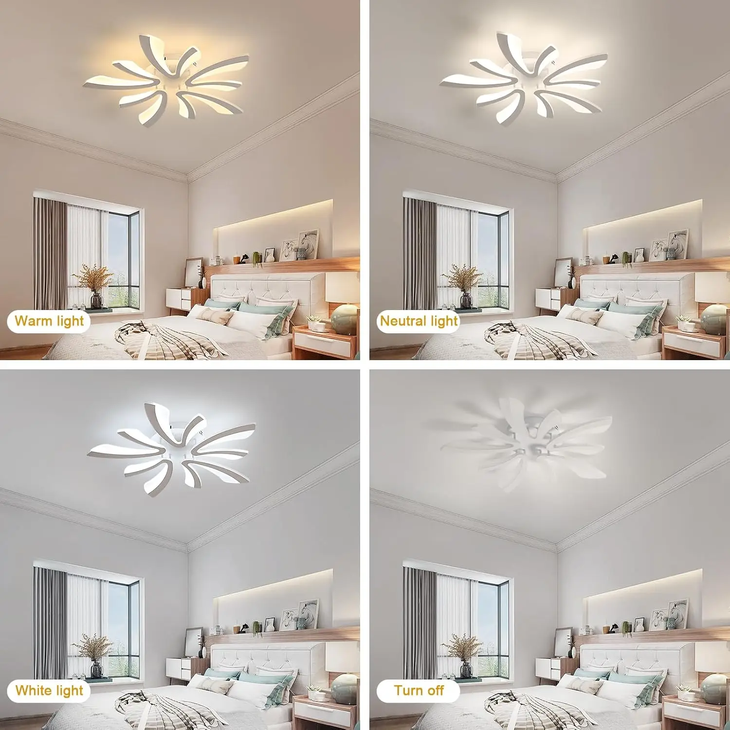 Dimmable LED Ceiling Light, 48W 5400LM Modern Living Room Lamp with Remote Control For Living Room,Dimmable 3000K-6500K