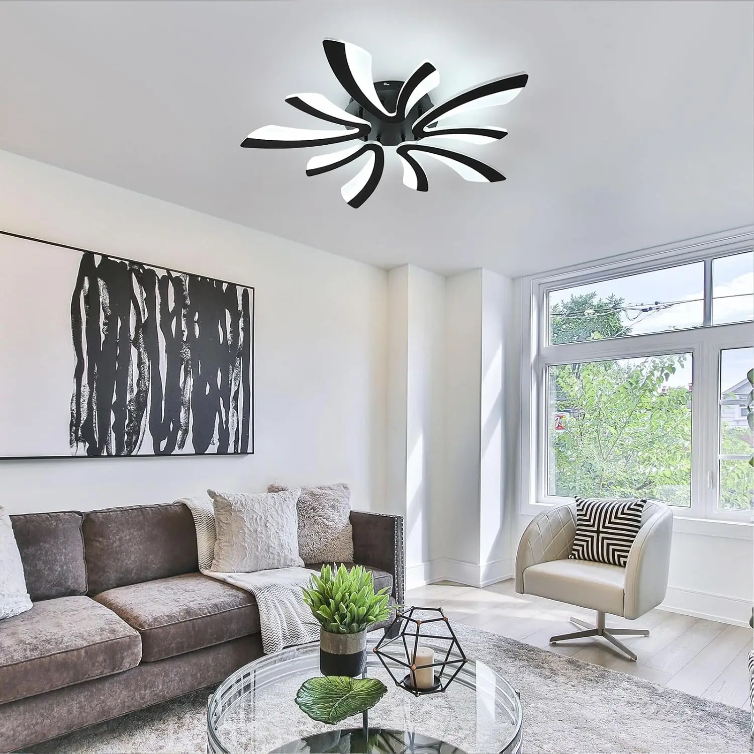 Dimmable LED Ceiling Light, 48W 5400LM Modern Living Room Lamp with Remote Control For Living Room,Dimmable 3000K-6500K