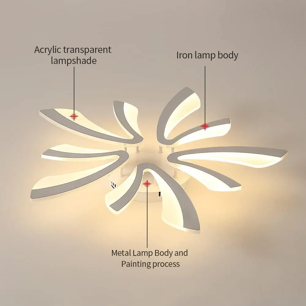 Dimmable LED Ceiling Light, 48W 5400LM Modern Living Room Lamp with Remote Control For Living Room,Dimmable 3000K-6500K