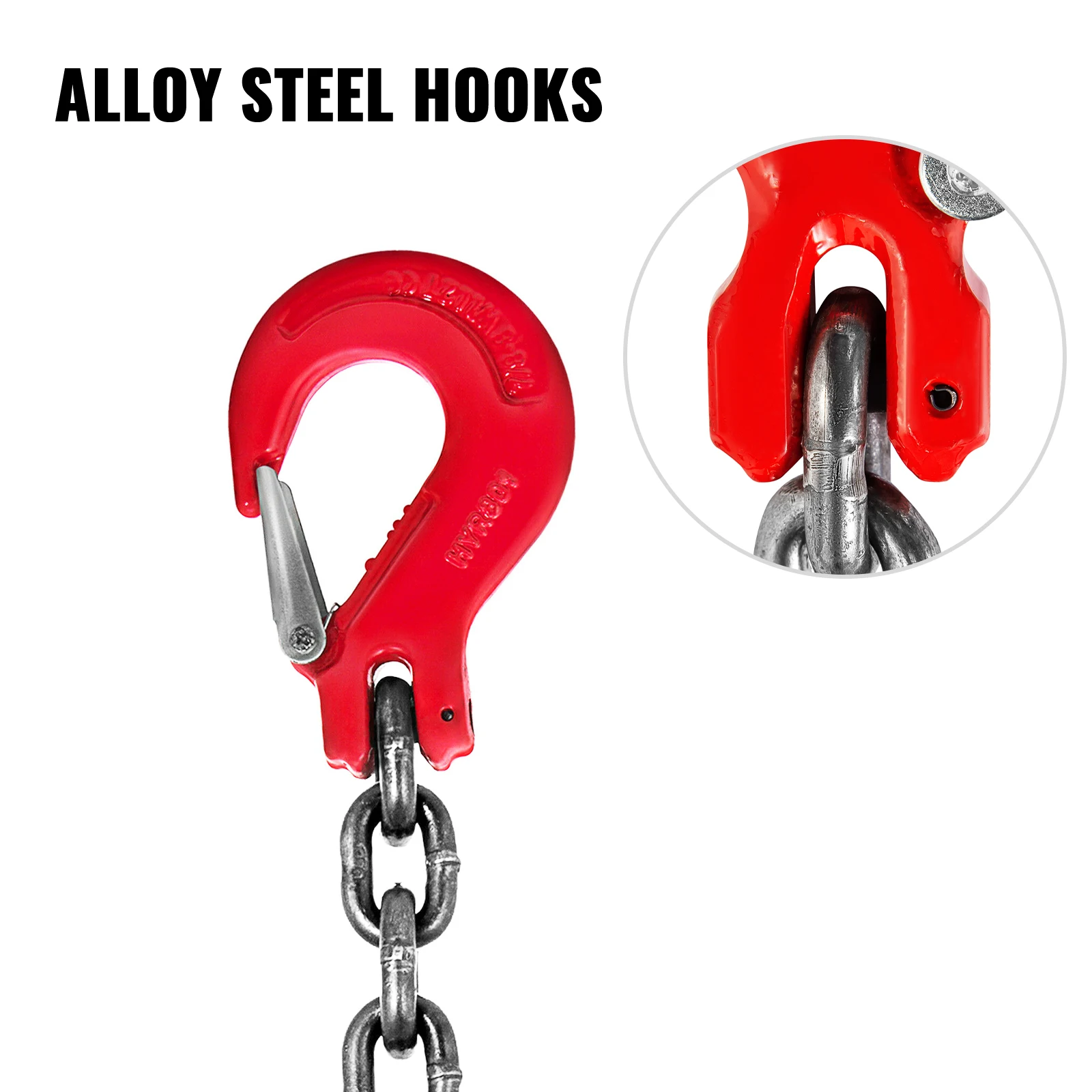 SucceBuy 4T Chain Sling 1M x 8MM Four Legs with Powder Coating Steel Hook - Grade 80 High Temperature Resistance for Lifting