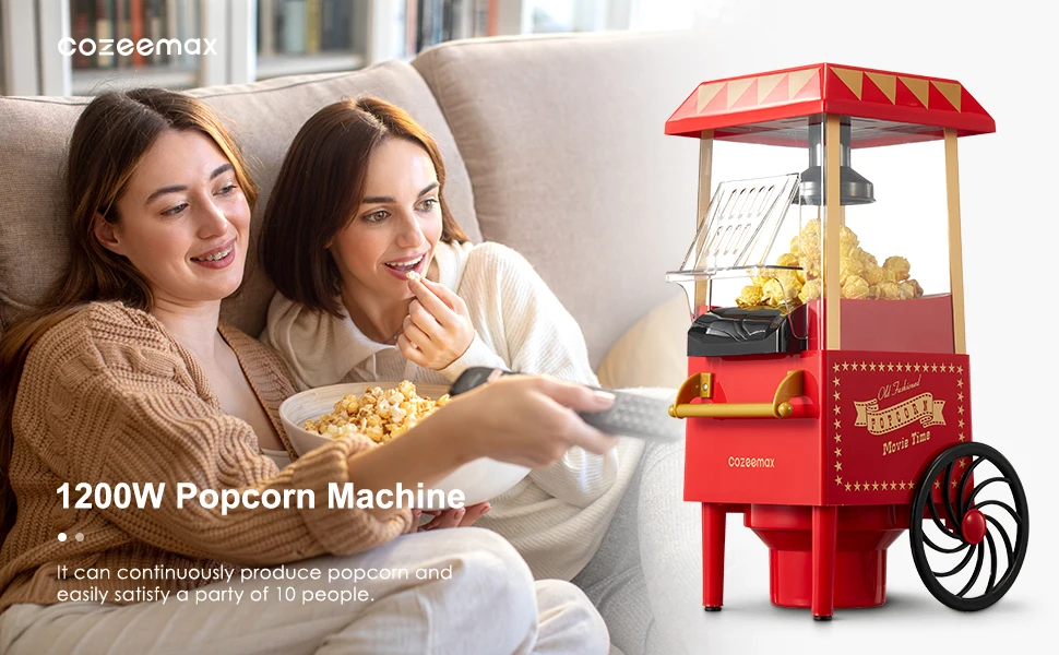 Popcorn Maker 1200W, Home Hot Air Popcorn Machine, Best Theater Popcorn Popper for Movie Night,Parties
