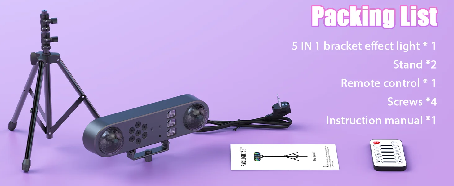 Yiflamefly Mini 5 in 1 Bracket Effect Light Mobile Stage Lighting Sound Control for DJ Shows Concerts Parties Bars KTV Ballroom