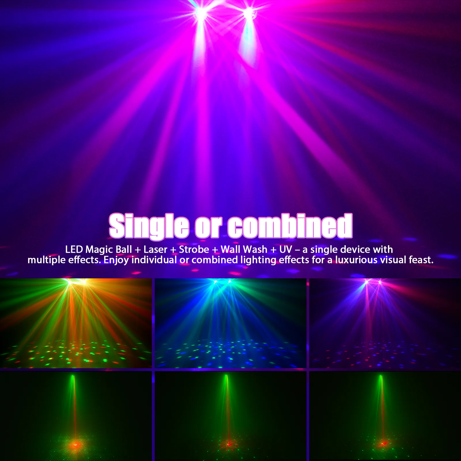 Yiflamefly Mini 5 in 1 Bracket Effect Light Mobile Stage Lighting Sound Control for DJ Shows Concerts Parties Bars KTV Ballroom