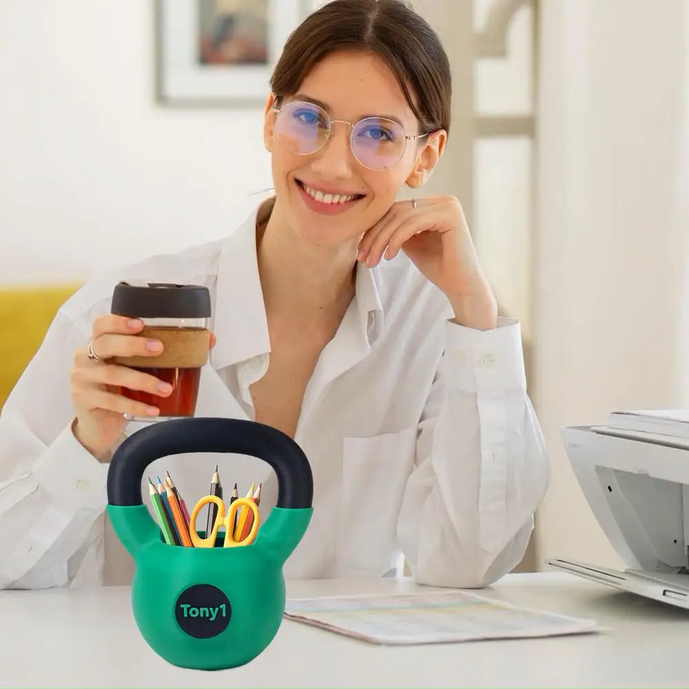 Kettlebell Pencil Holder Pen Holder Cups For Desktop Organizer Fun Desk Accessories For Women Men Adults Fitness Enthusiasts