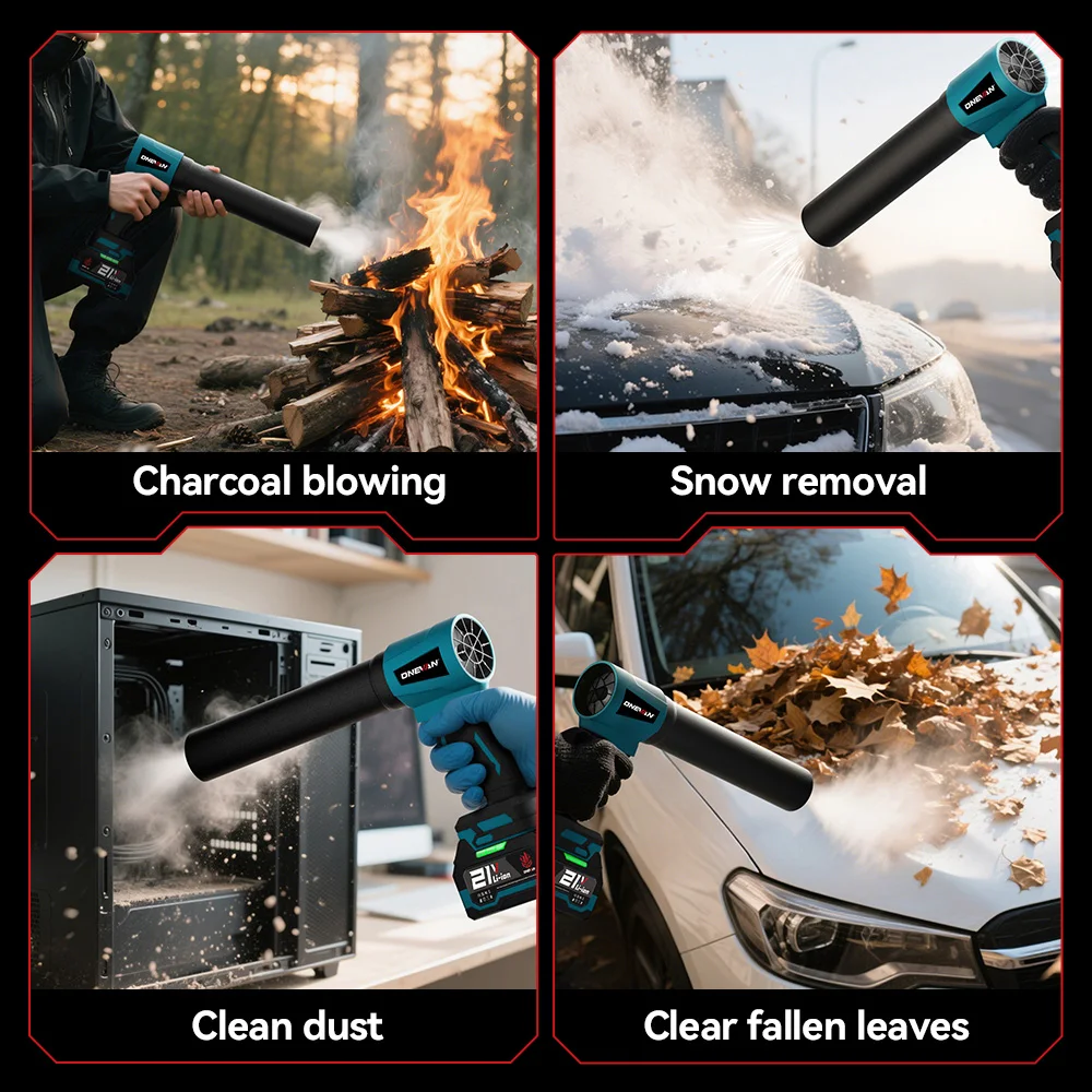 ONEVAN 300000RPM Brushless Electric Turbo Blowers Jet Fan 400M/S Leaf Blower Dust Blowing Tool For Makita 18V Battery Pin