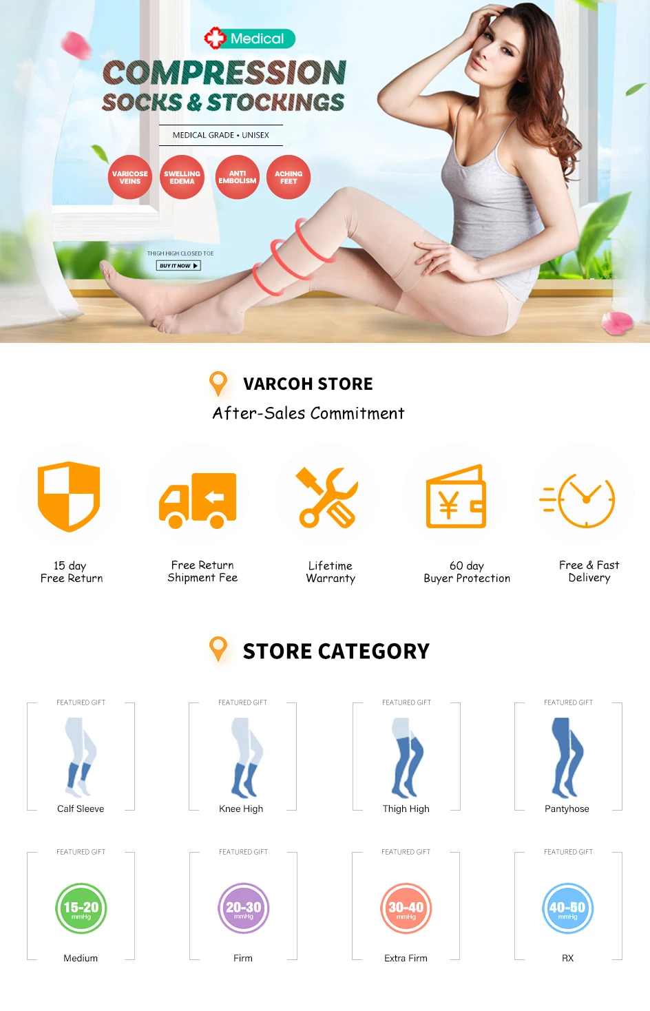 Compression Socks 20-30 MMHg Knee High Calf Sleeve Men Best for Running,Athletic,Medical,Varicose Veins,Pregnancy,Travel