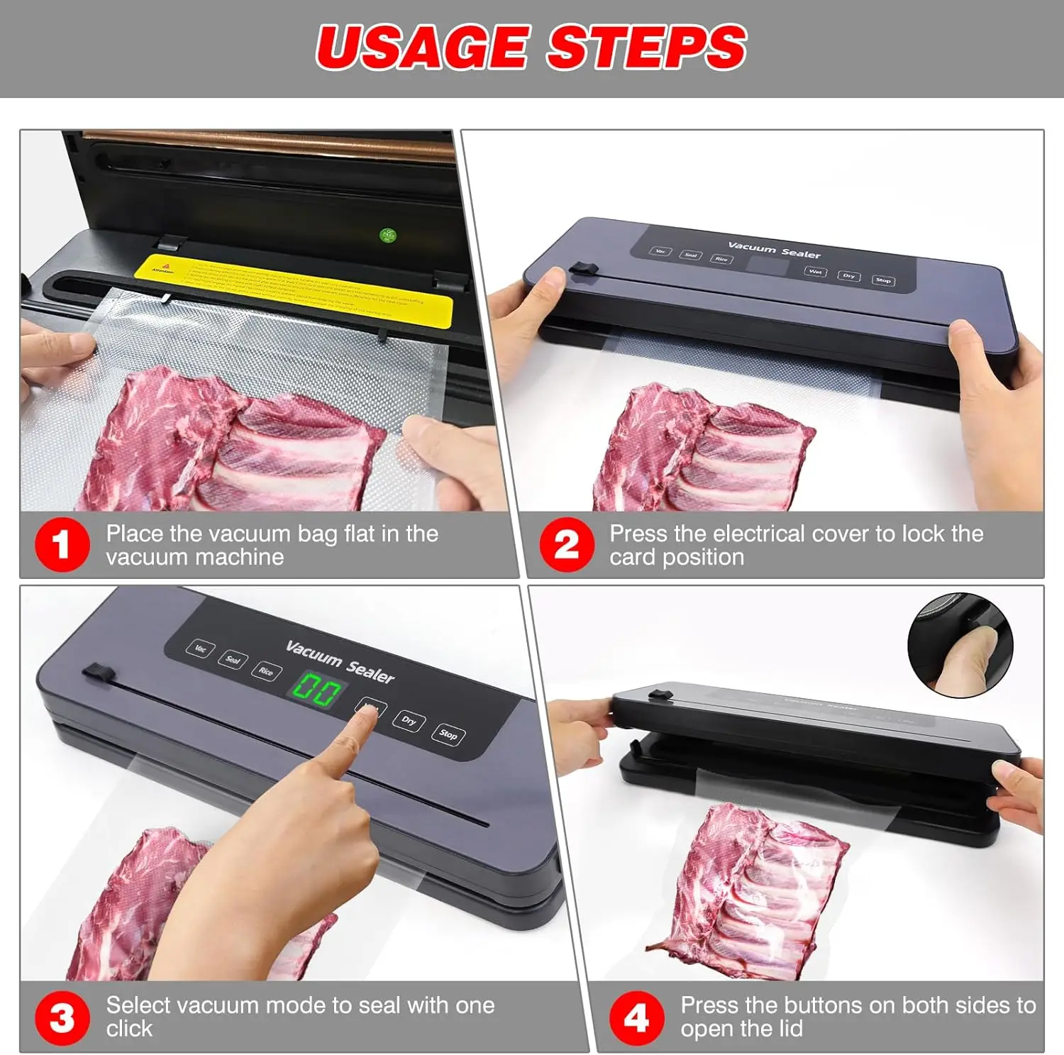 Vacuum Sealer Machine for Dry/Wet Food Vacuum Sealer with 30cm Seam & Built-in Cutter for High-Speed Continuous Working, Easy Op