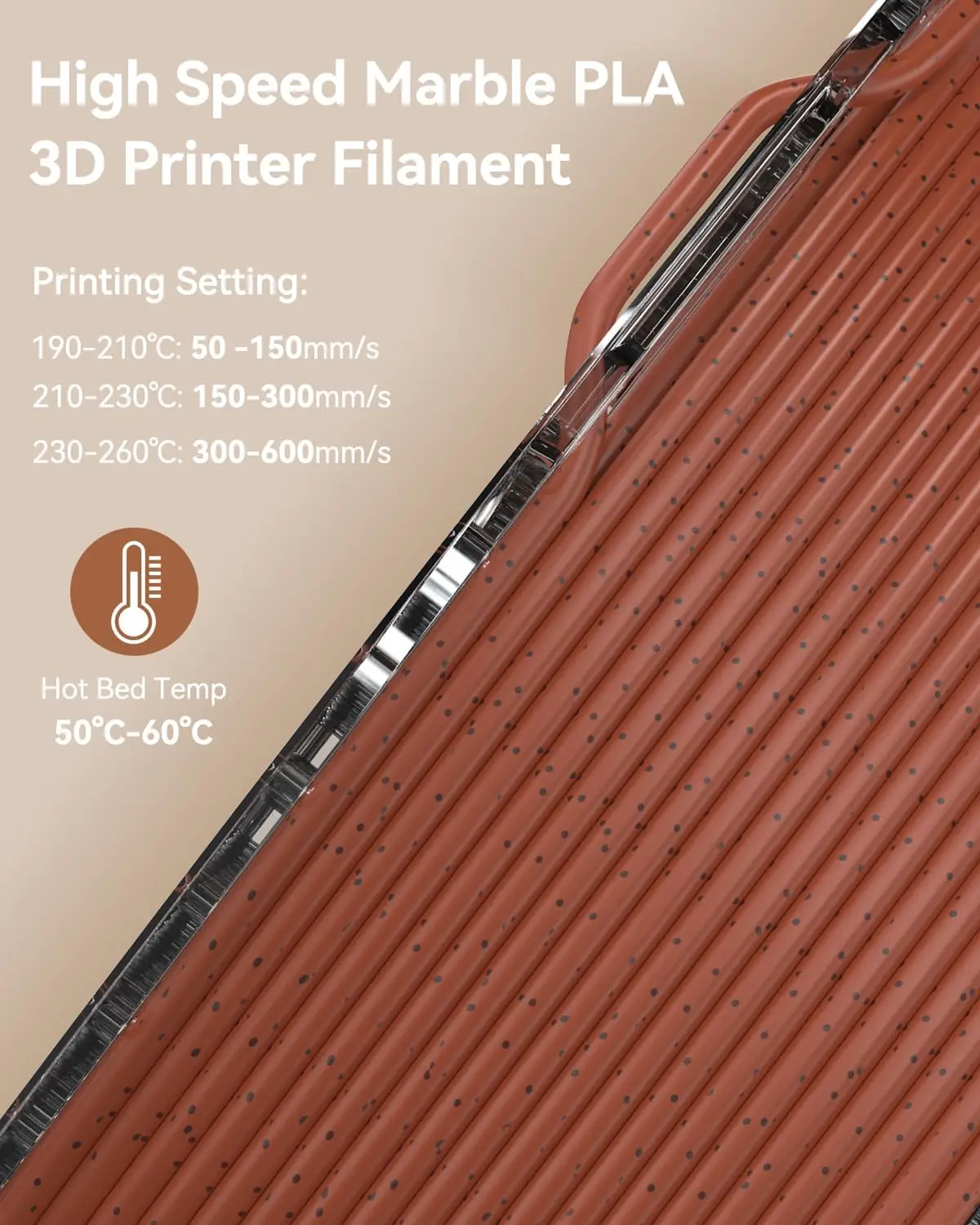 JAYO PLA Filament 5Rolls PLA Marble 3D Printer Filament 1.75MM For FDM 3D Printer High Speed Marble Texture 3D Printing Material
