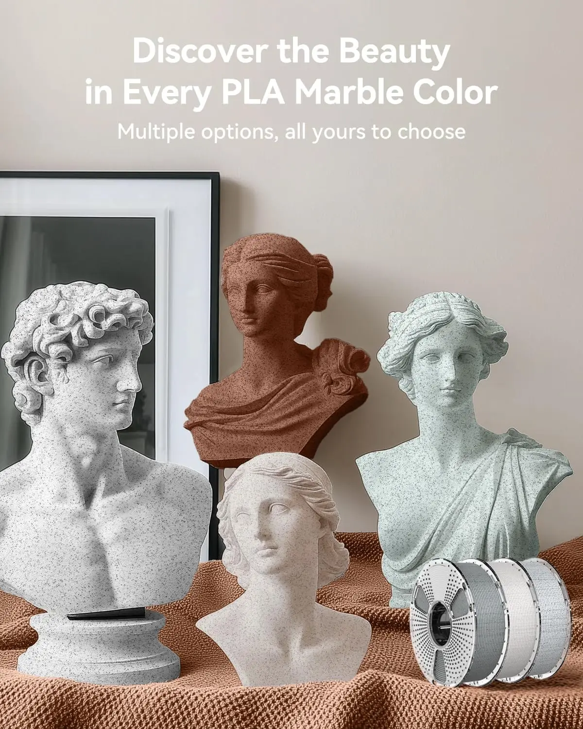 JAYO PLA Filament 5Rolls PLA Marble 3D Printer Filament 1.75MM For FDM 3D Printer High Speed Marble Texture 3D Printing Material