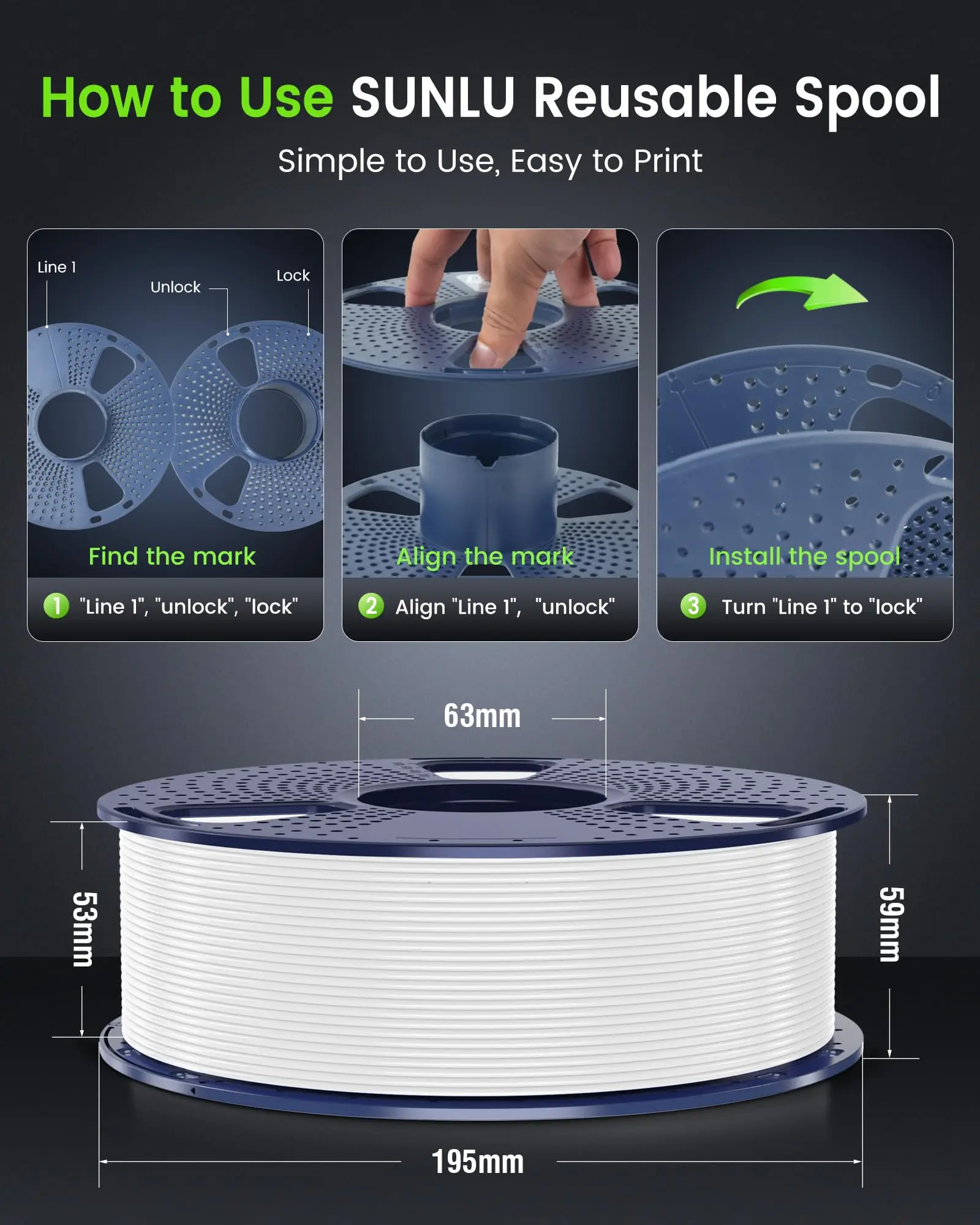 SUNLU PETG 3D Printer Filament 5KG Neatly Wound Good Toughness 1.75mm 3D Filament with Reusable Spool for Most FDM Printer