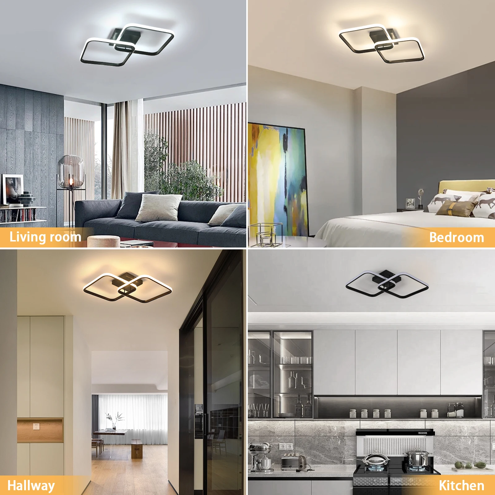Dimmable LED Ceiling Light with Remote Control,50W 5600LM Modern LED Chandelier 3000K-6500K Adjustable Brightness