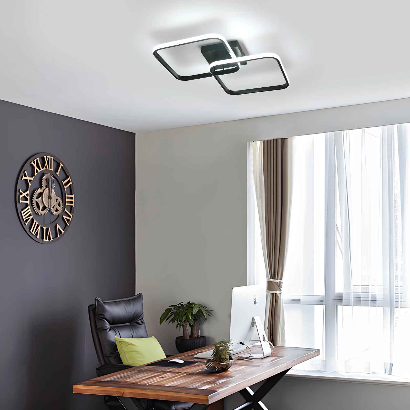 Dimmable LED Ceiling Light with Remote Control,50W 5600LM Modern LED Chandelier 3000K-6500K Adjustable Brightness