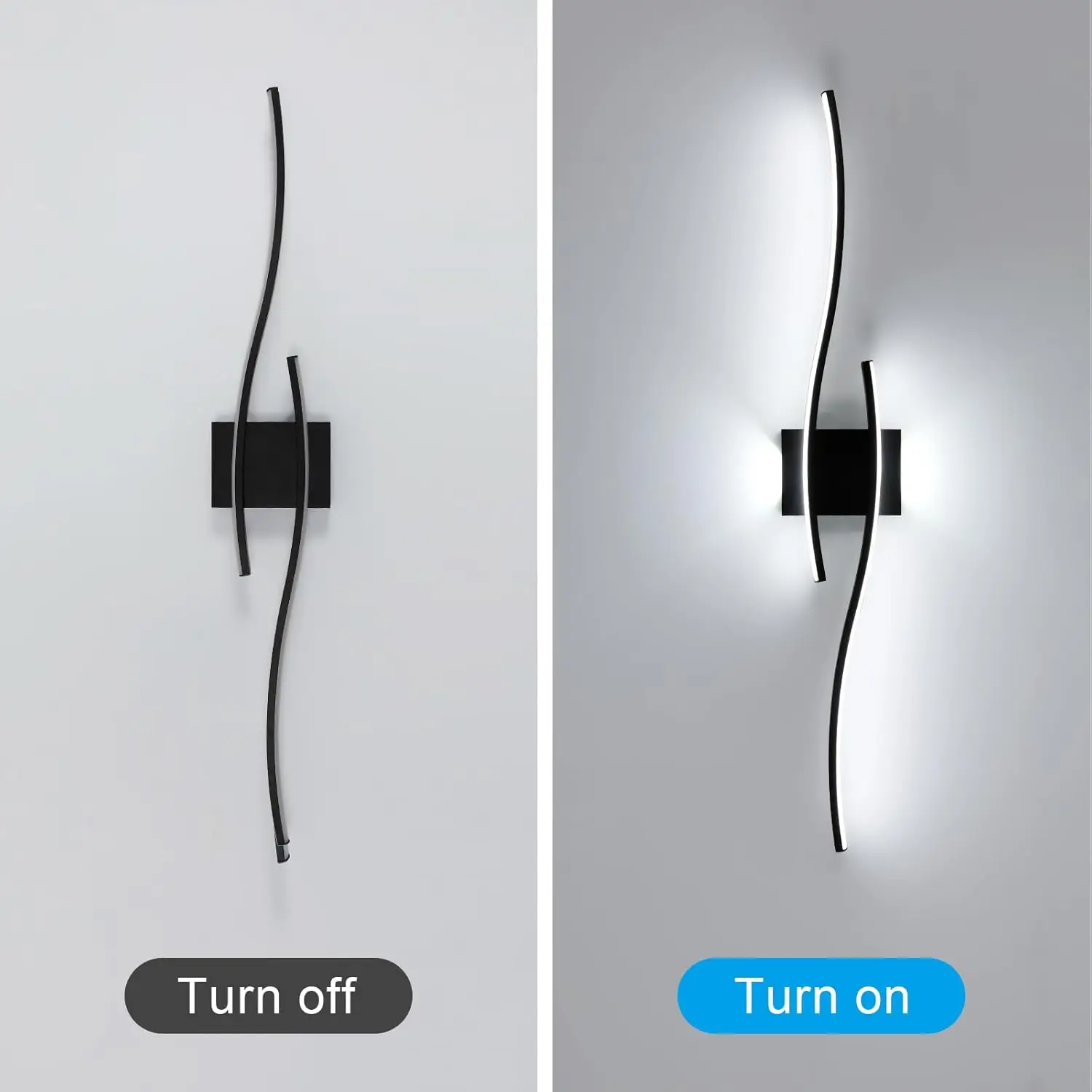 LED Interior Wall Sconce,White Light 6500K Black LED Wall Lamp,Indoor LED Wall Light for Bedroom,Study,Hallway, Stairs