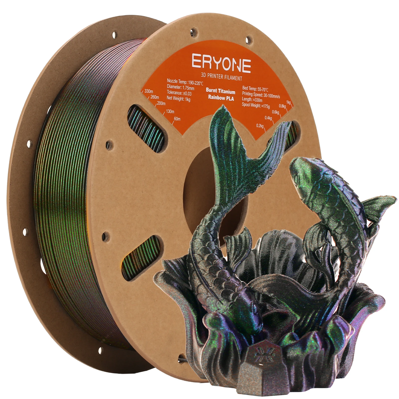 ERYONE 1/5KG Burnt Color Rainbow PLA Filament 3D Print 1.75mm +/-0.03mm, Multicolor Available,1kg/spool