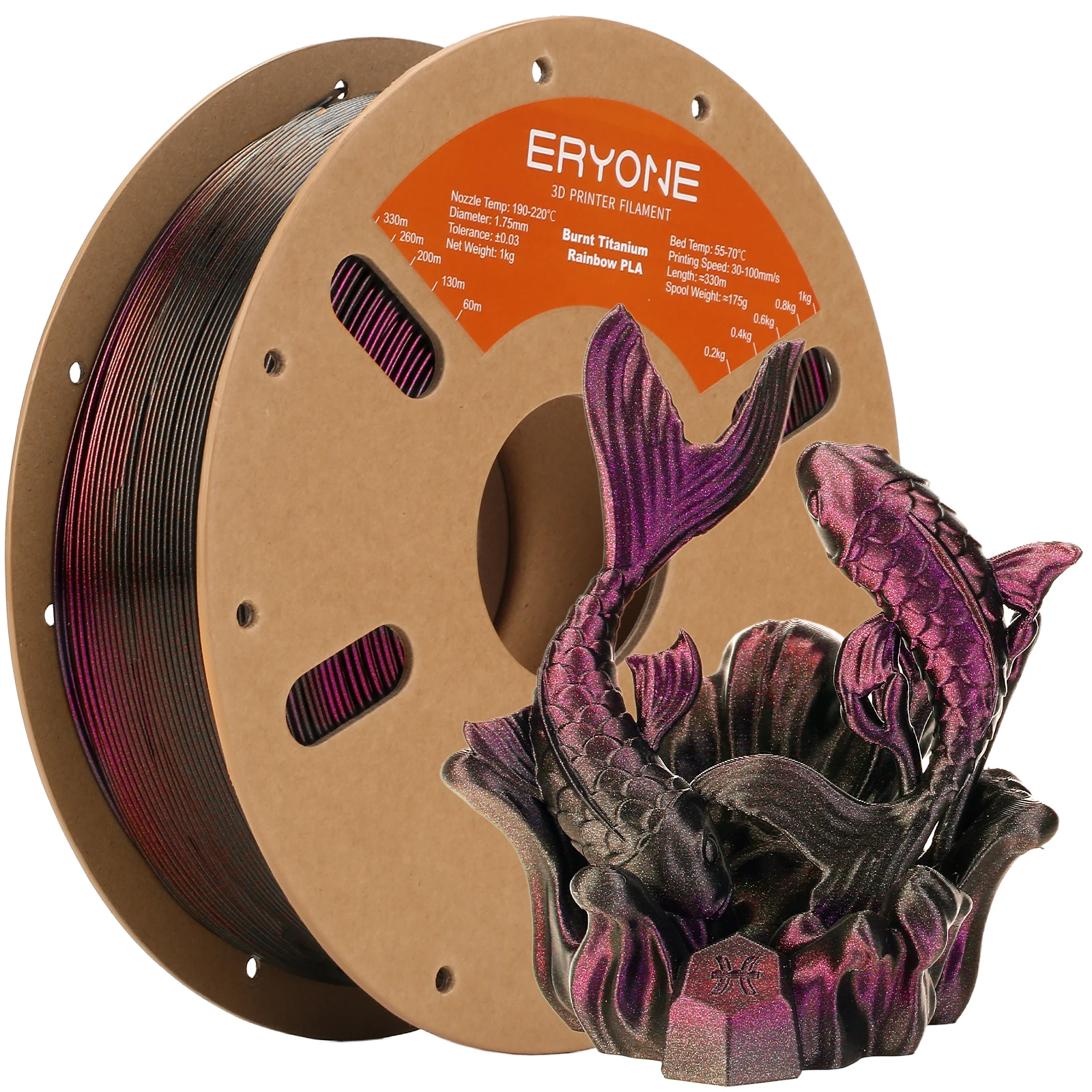 ERYONE 1/5KG Burnt Color Rainbow PLA Filament 3D Print 1.75mm +/-0.03mm, Multicolor Available,1kg/spool