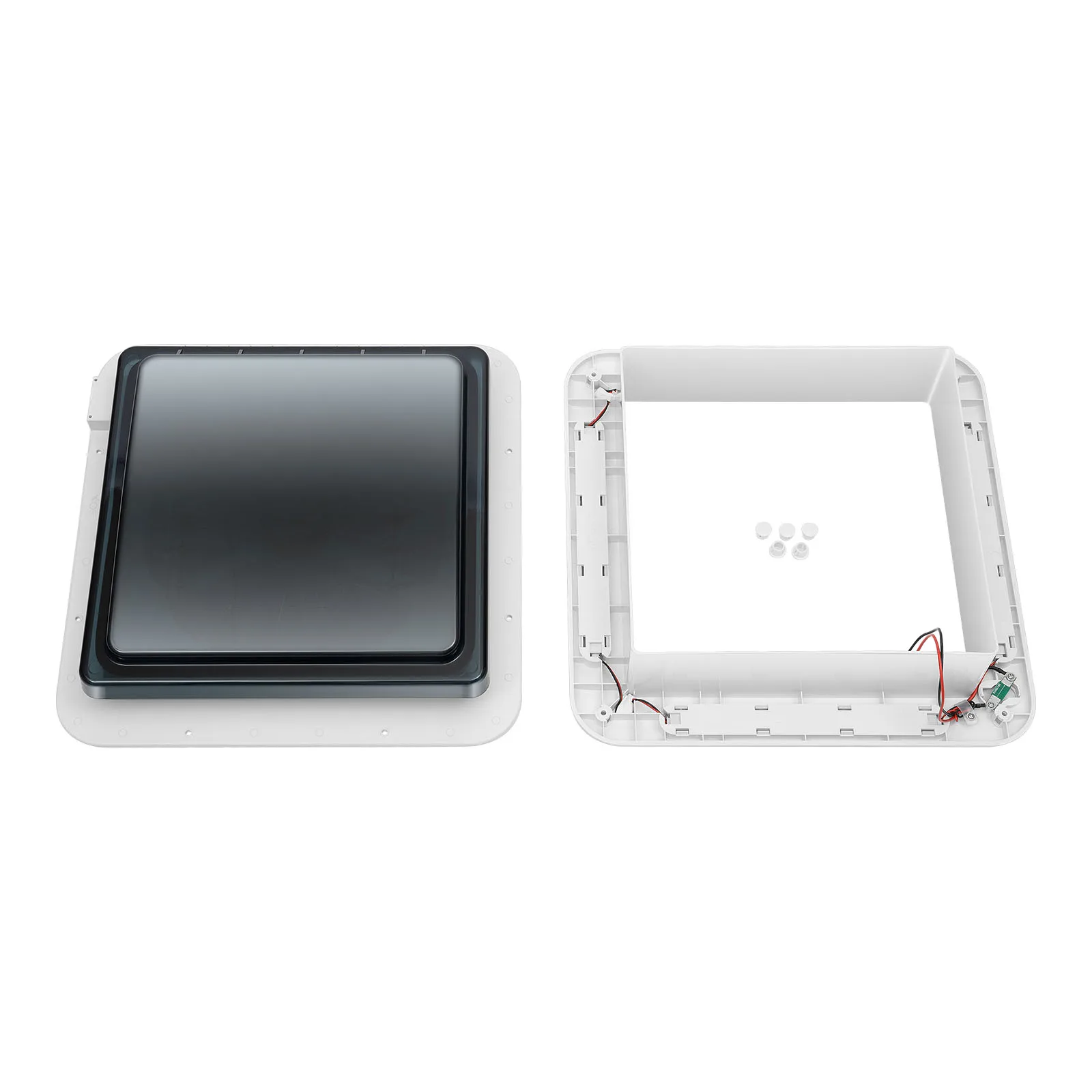 12V RV Roof Ventilation Fan, 280x280mm Skylight Reversible Ventilation Exhaust Fan with LED Light & IP68 Waterproof for Caravan Camper Motorhome