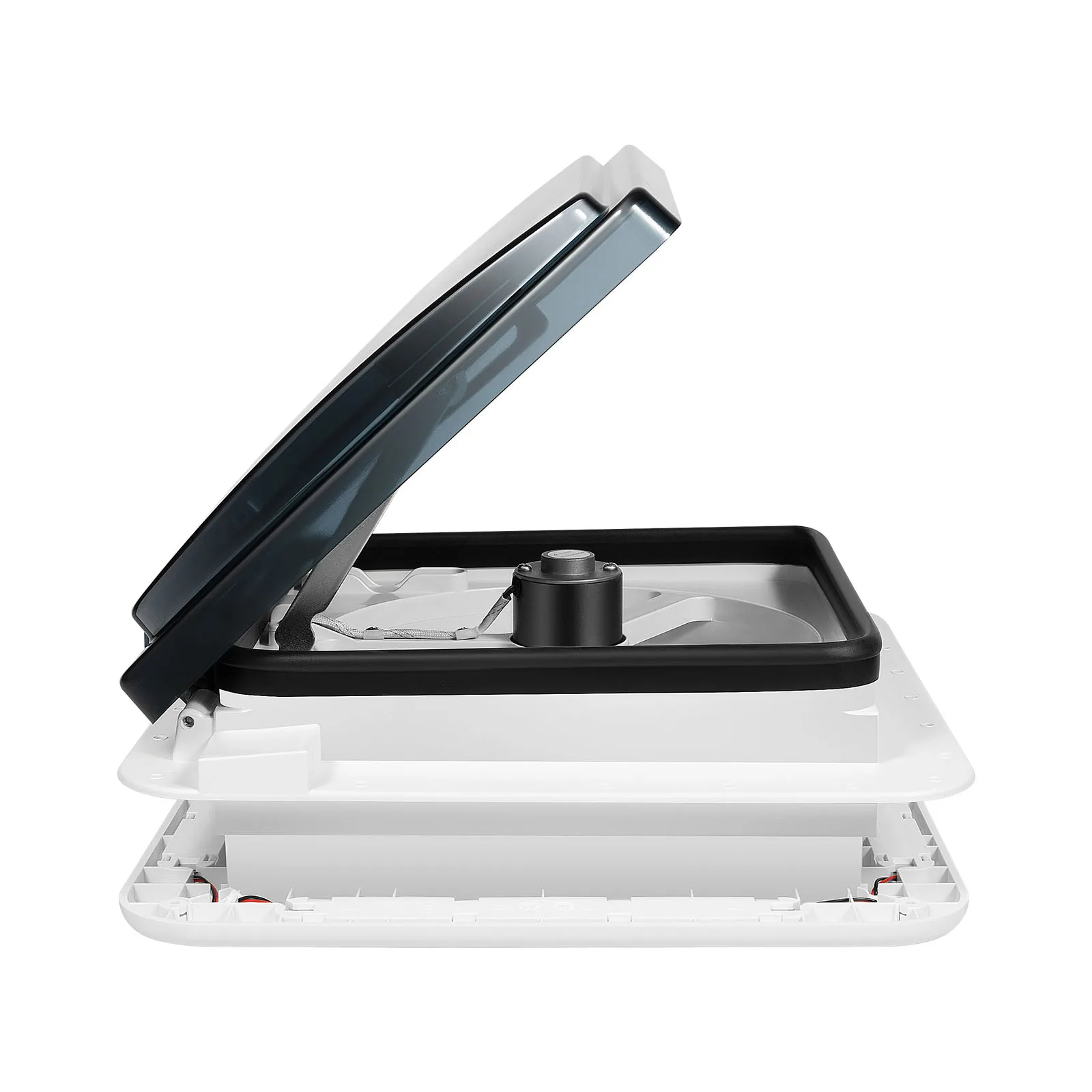 12V RV Roof Ventilation Fan, 280x280mm Skylight Reversible Ventilation Exhaust Fan with LED Light & IP68 Waterproof for Caravan Camper Motorhome