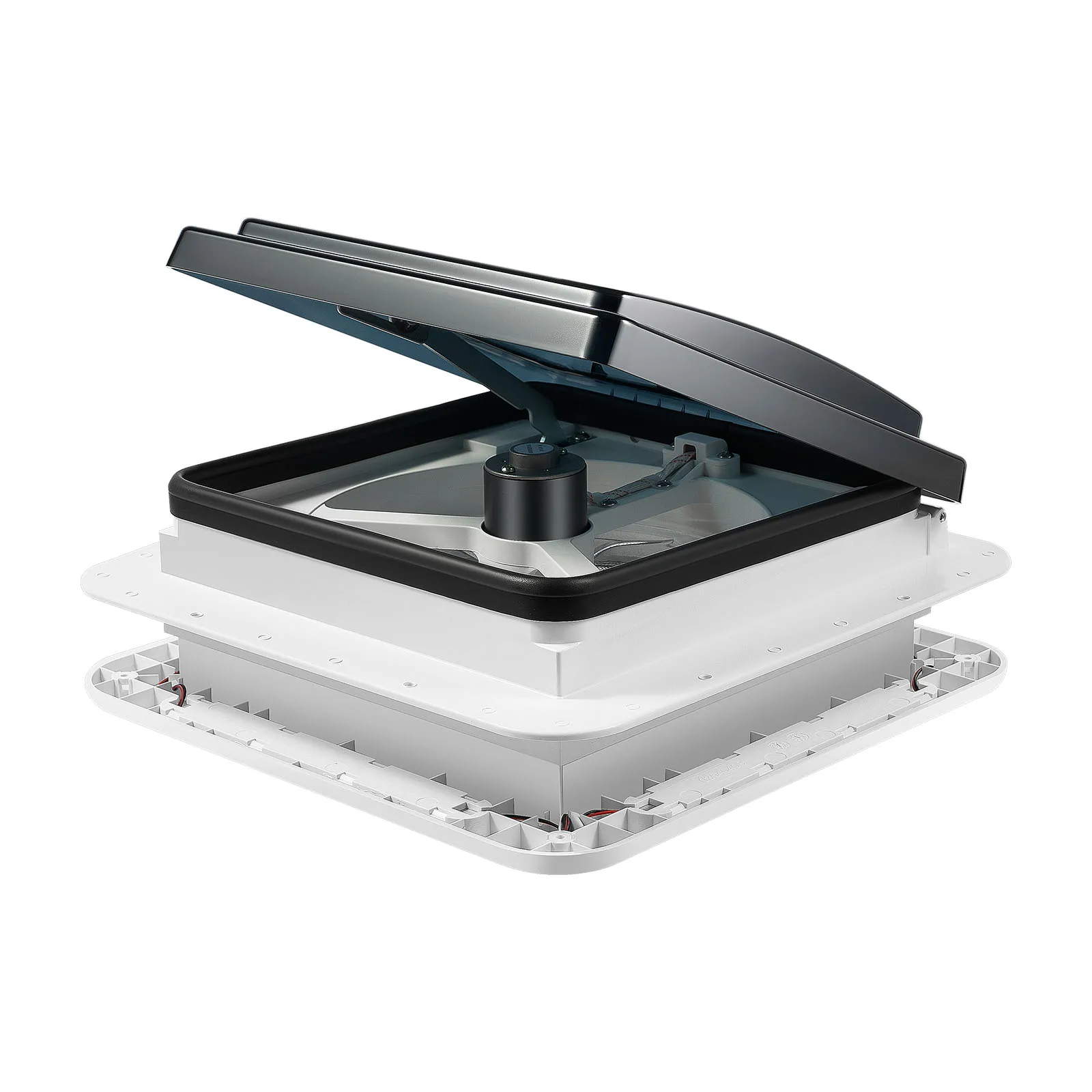 12V RV Roof Ventilation Fan, 280x280mm Skylight Reversible Ventilation Exhaust Fan with LED Light & IP68 Waterproof for Caravan Camper Motorhome