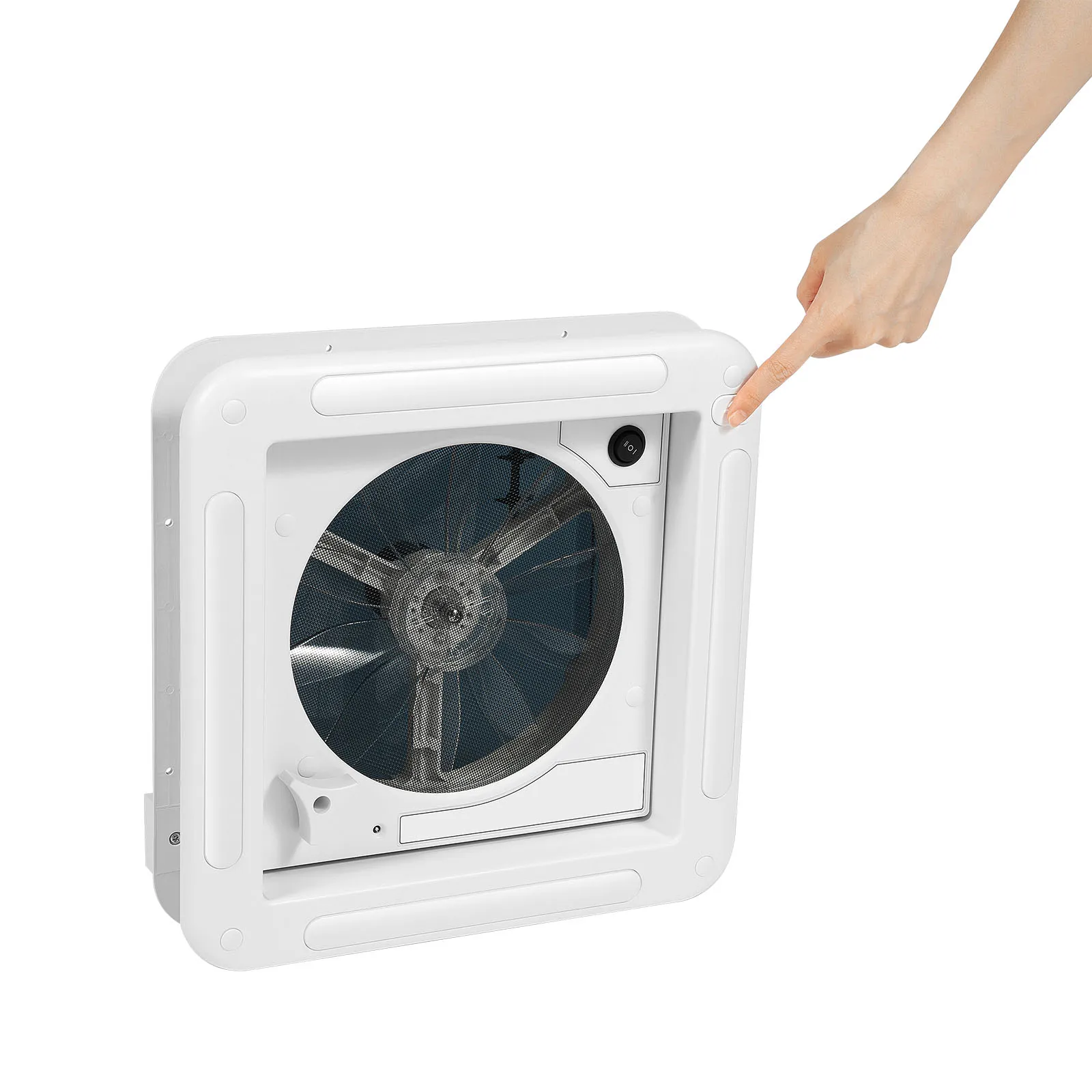 12V RV Roof Ventilation Fan, 280x280mm Skylight Reversible Ventilation Exhaust Fan with LED Light & IP68 Waterproof for Caravan Camper Motorhome