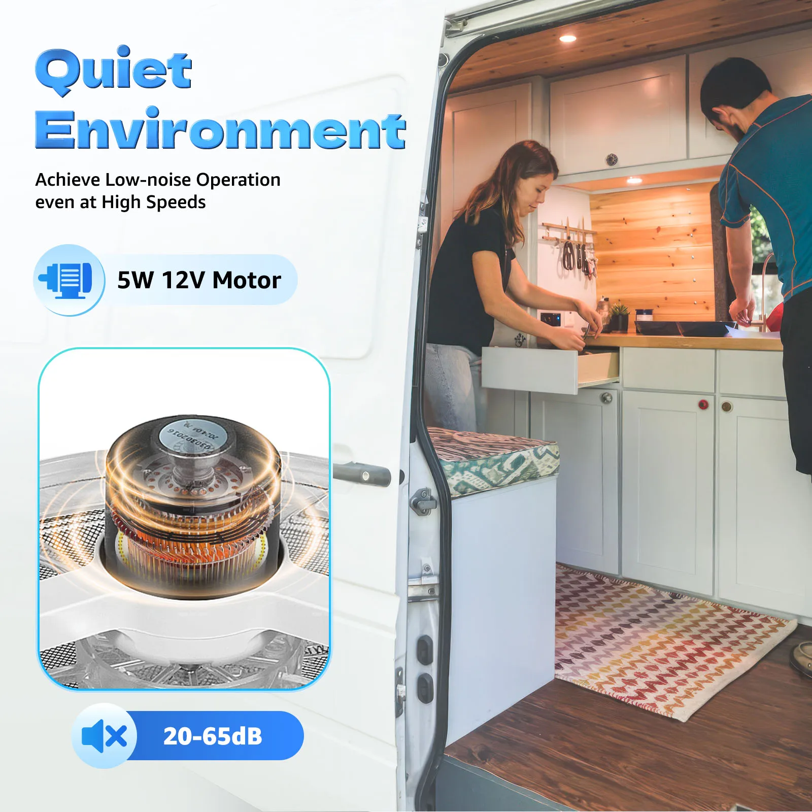 12V RV Roof Ventilation Fan, 280x280mm Skylight Reversible Ventilation Exhaust Fan with LED Light & IP68 Waterproof for Caravan Camper Motorhome