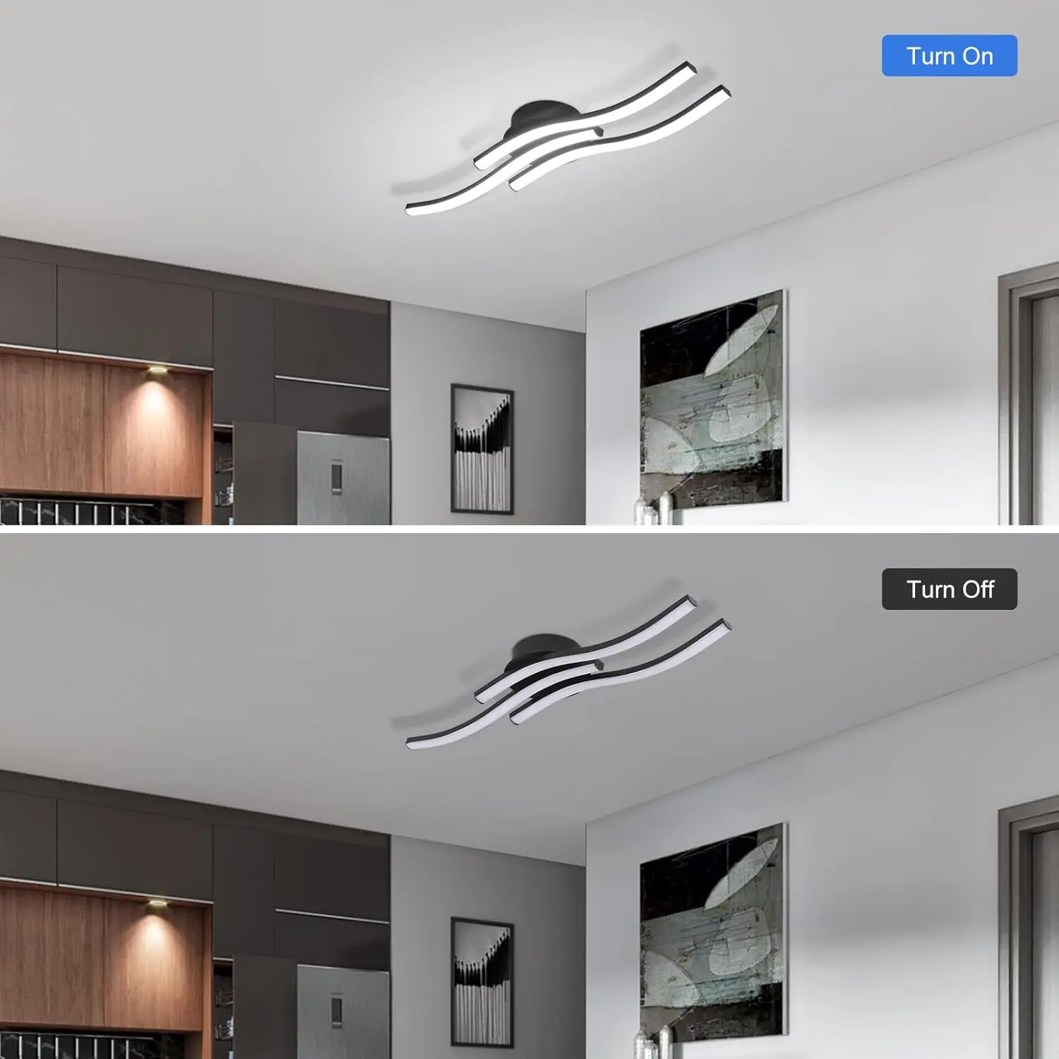 LED Ceiling Light,18W Curved Elegant Modern Chrome Ceiling Lamp,3 Built-in LED Boards,Ceiling Lights Fixtures(Natural White )