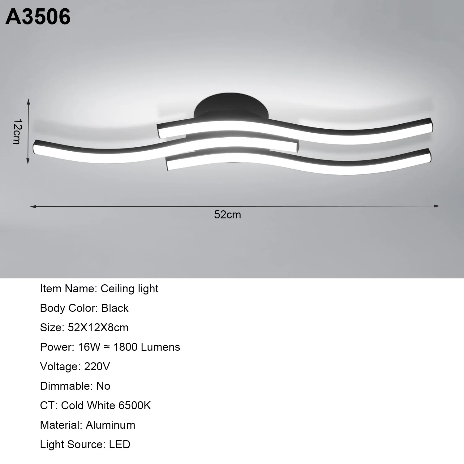 LED Ceiling Light,18W Curved Elegant Modern Chrome Ceiling Lamp,3 Built-in LED Boards,Ceiling Lights Fixtures(Natural White )