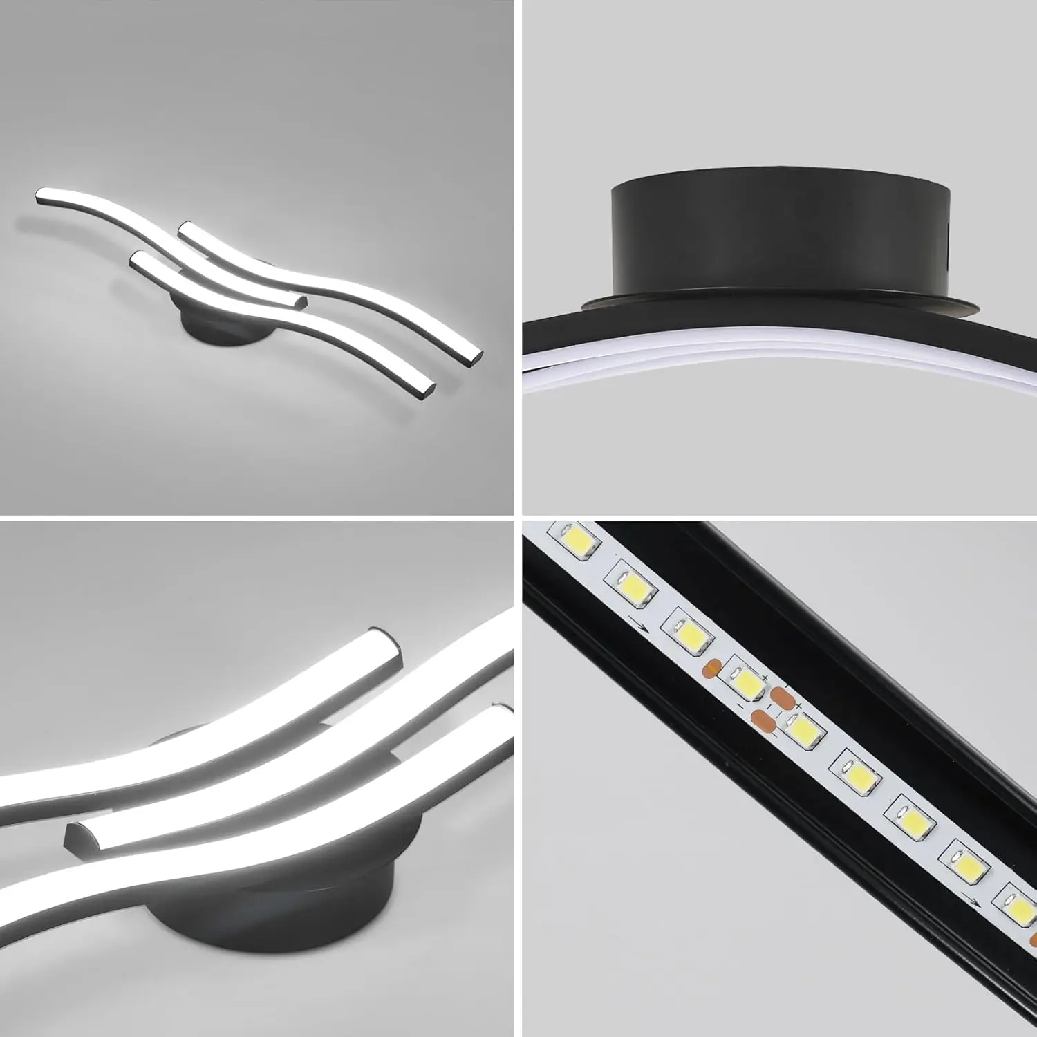 LED Ceiling Light,18W Curved Elegant Modern Chrome Ceiling Lamp,3 Built-in LED Boards,Ceiling Lights Fixtures(Natural White )