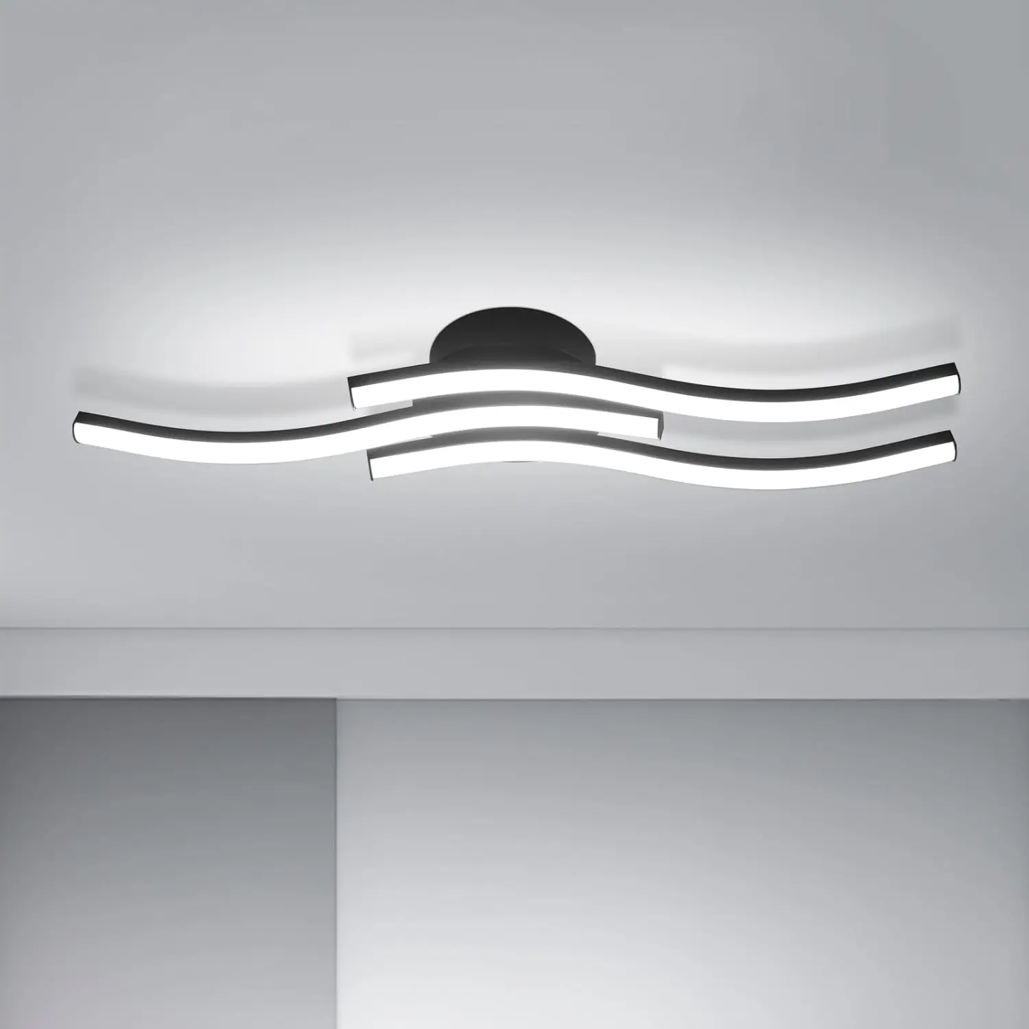 LED Ceiling Light,18W Curved Elegant Modern Chrome Ceiling Lamp,3 Built-in LED Boards,Ceiling Lights Fixtures(Natural White )