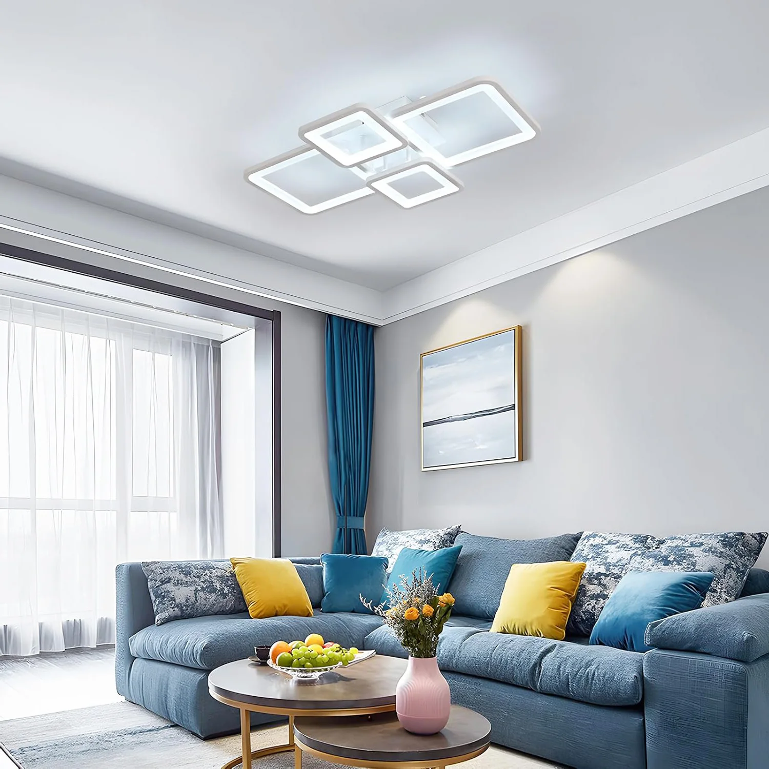 Modern LED Ceiling Light,54W Dimmable Ceiling Light with Remote Control Ceiling Lamp for Living Room