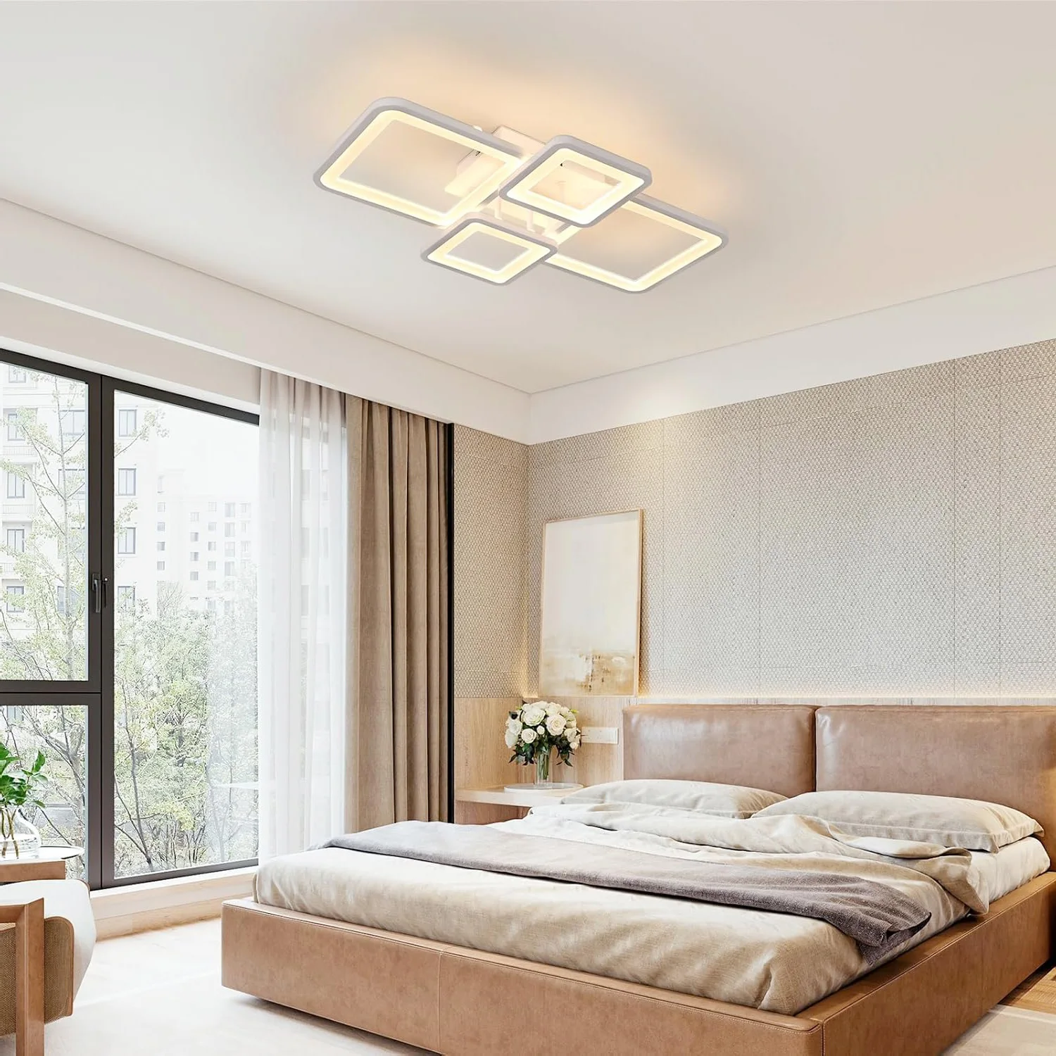 Modern LED Ceiling Light,54W Dimmable Ceiling Light with Remote Control Ceiling Lamp for Living Room