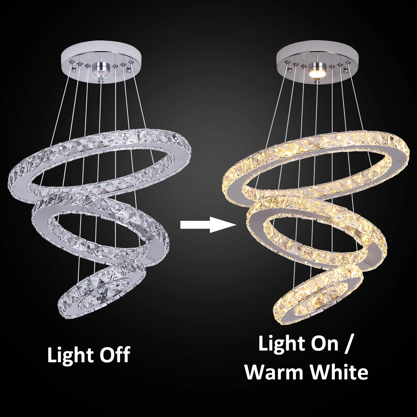 Modern Pendant Light K9 Crystal Chandelier DIY Rings Led Hang Ceiling Lamp Home Decor Chrome Lustre Fixtures Dining Living Room